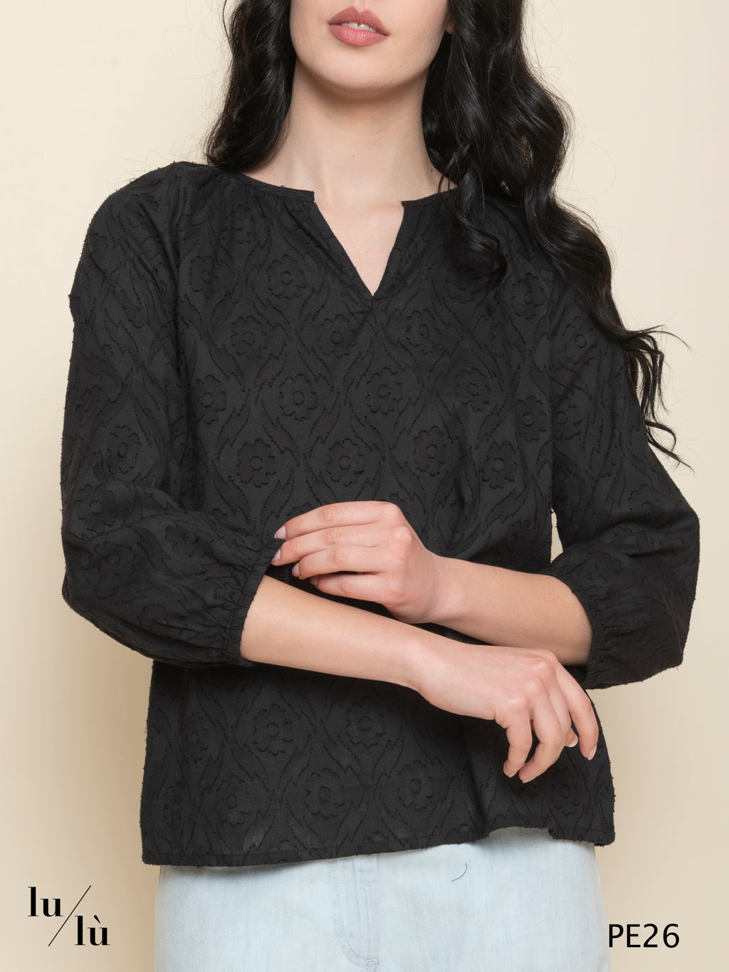 Rosella - Blusa donna in cotone jacquard