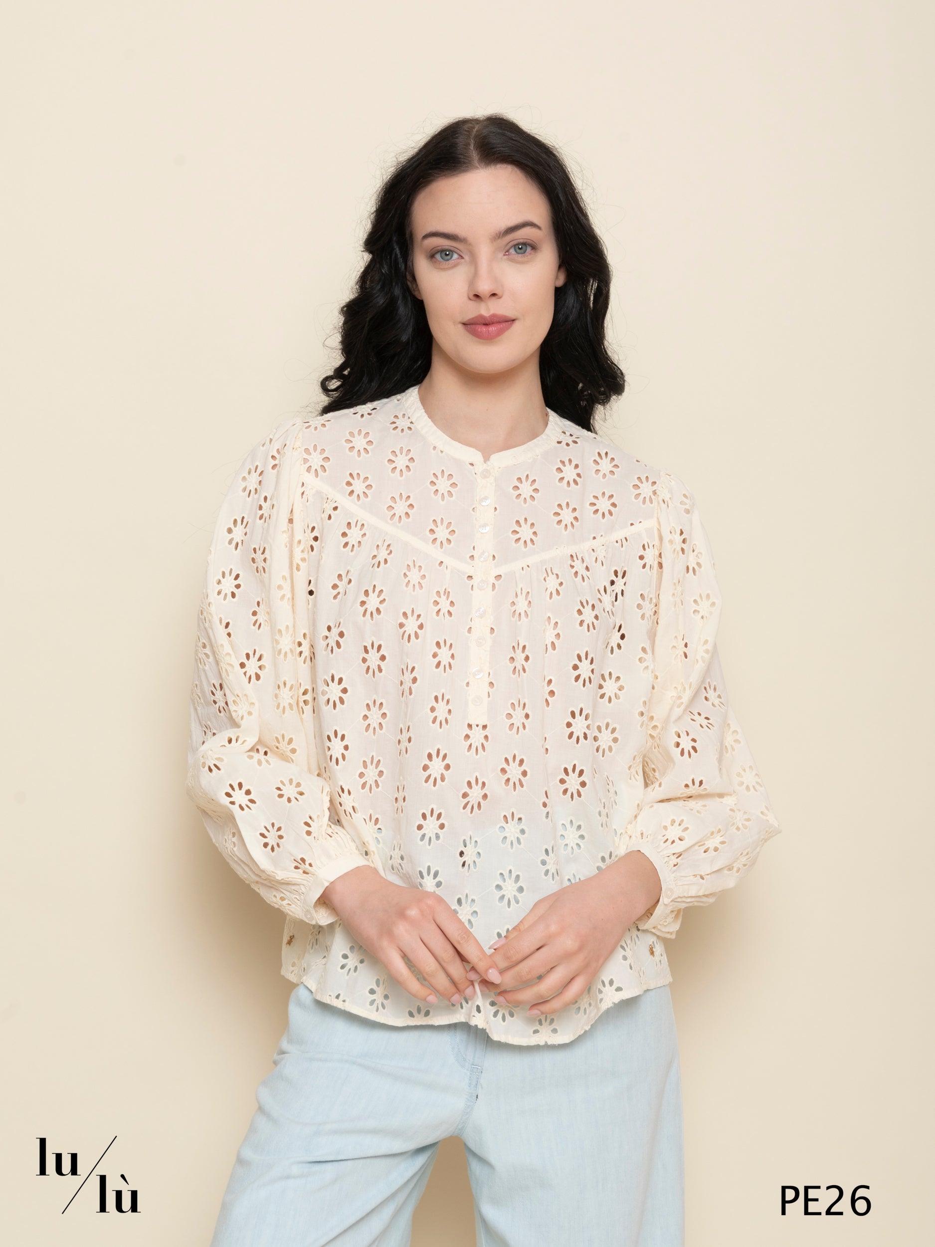 Sophie - Blusa donna in cotone sangallo