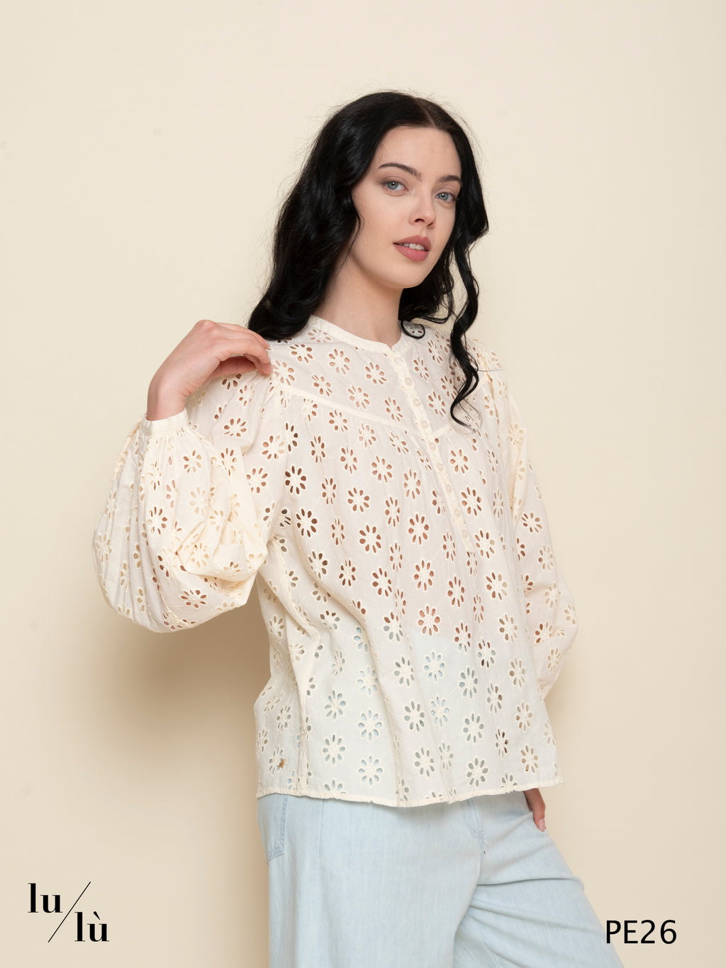 Sophie - Blusa donna in cotone sangallo