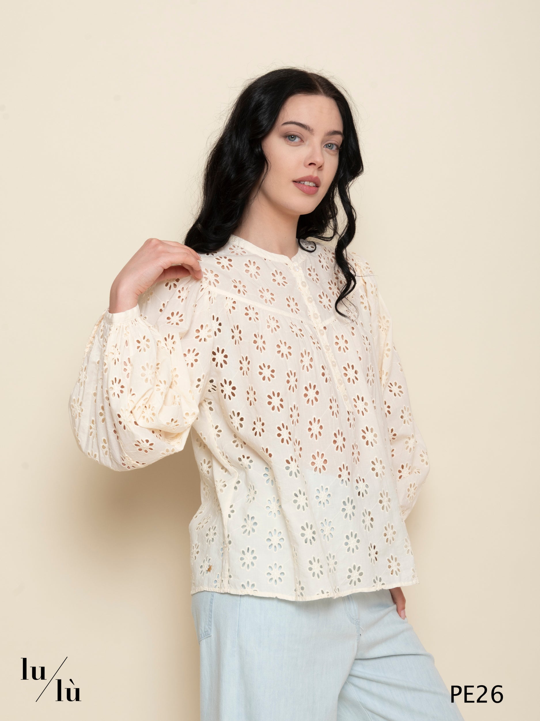 Sophie - Blusa donna in cotone sangallo