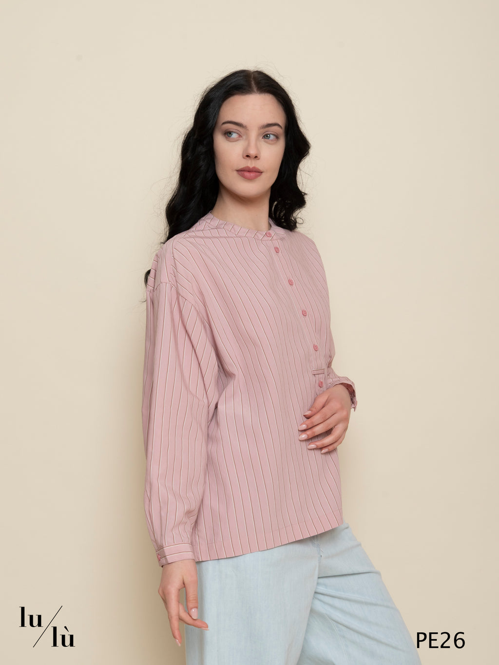 Valkiryre - Blusa donna a righe con abbottonatura frontale