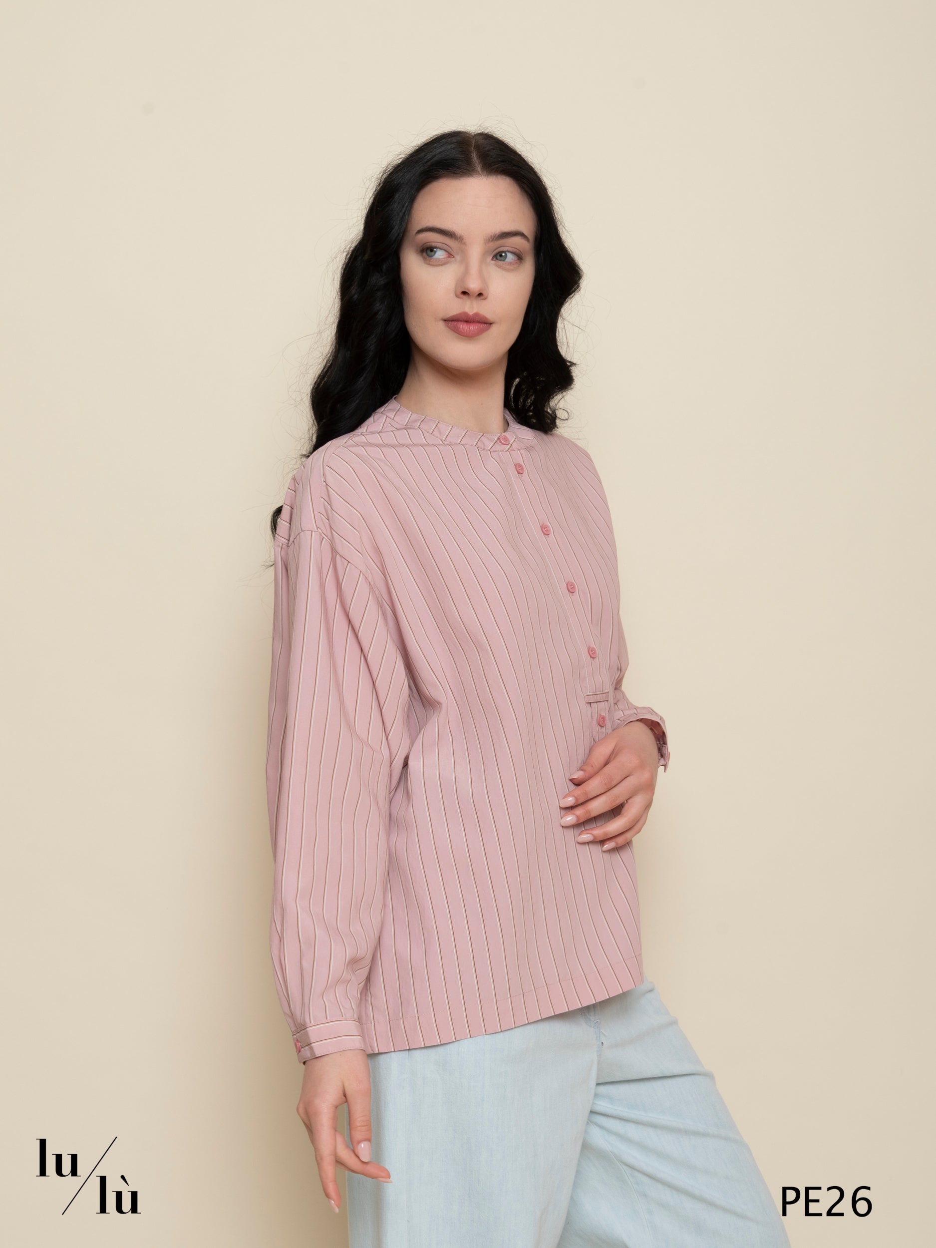 Valkiryre - Blusa donna a righe con abbottonatura frontale