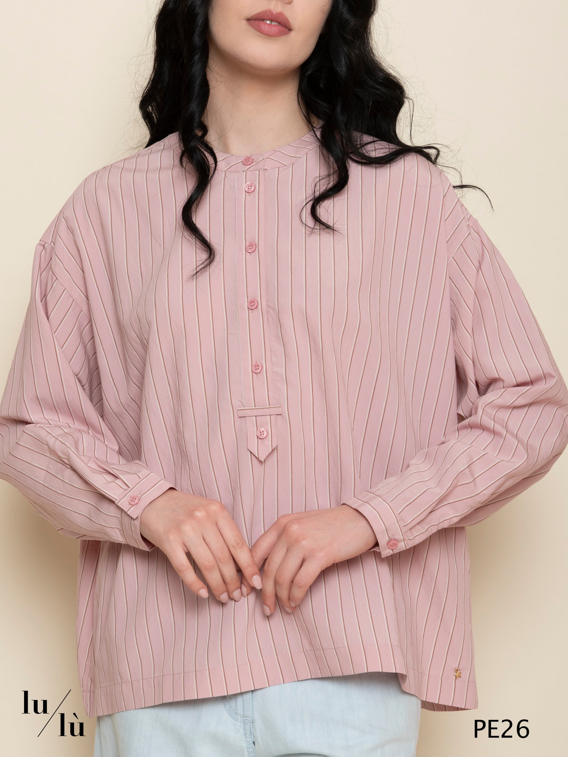 Valkiryre - Blusa donna a righe con abbottonatura frontale