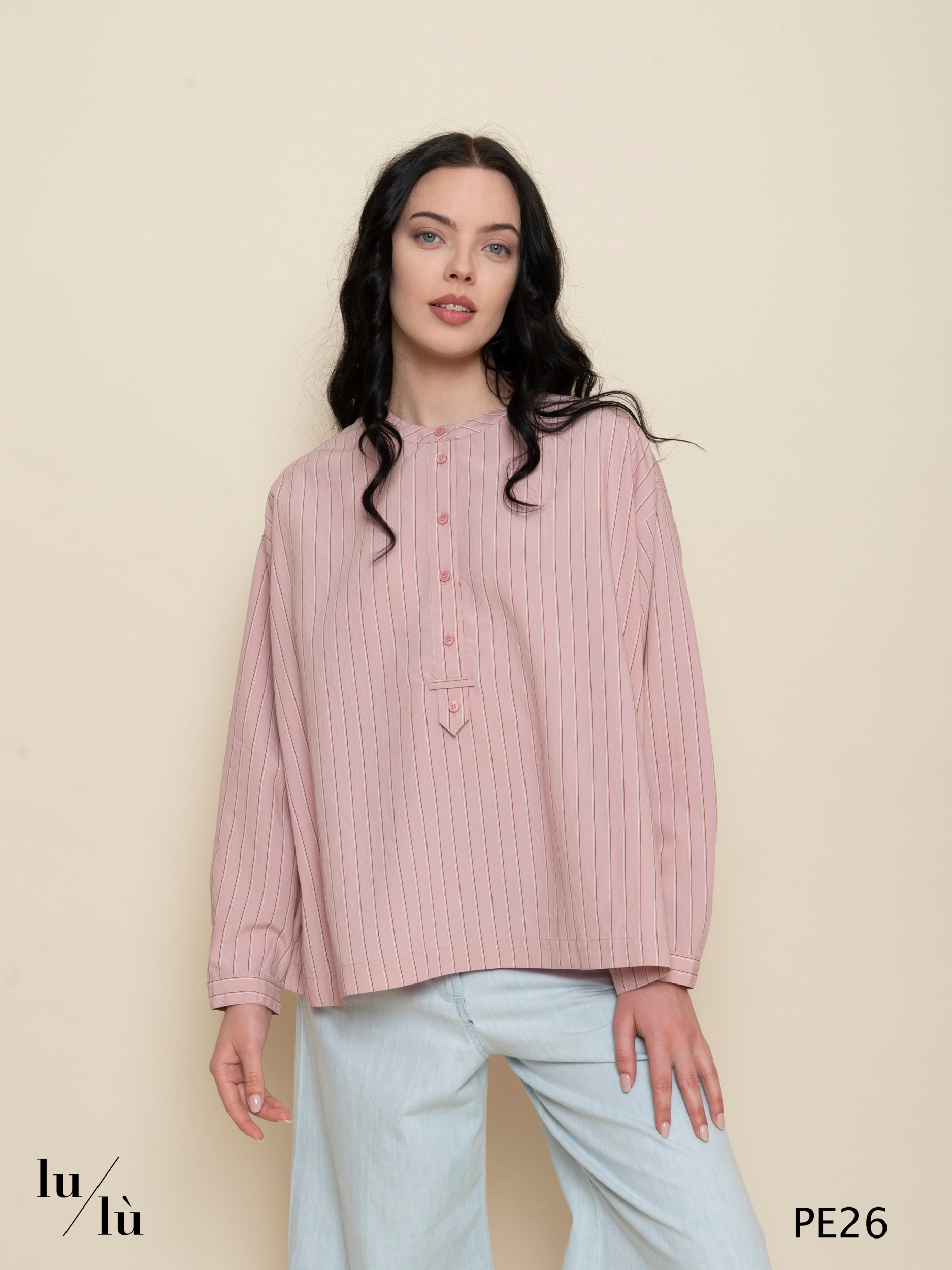 Valkiryre - Blusa donna a righe con abbottonatura frontale