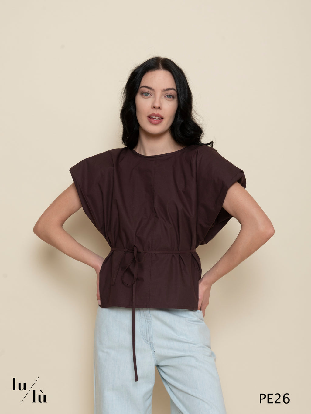 Roselina - Blusa donna in puro cotone con cintura