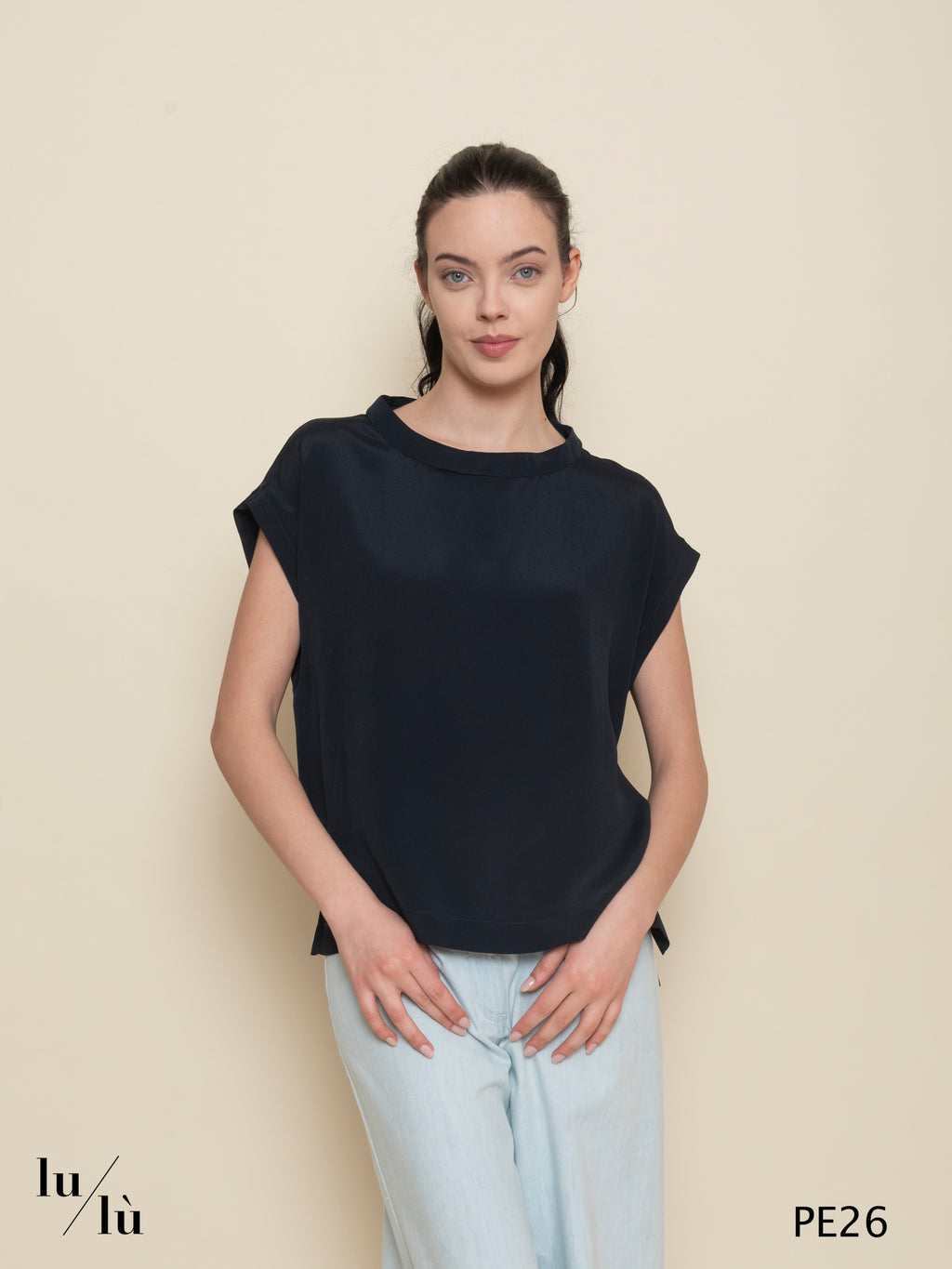 Curacao - T-shirt donna girocollo in acetato e seta