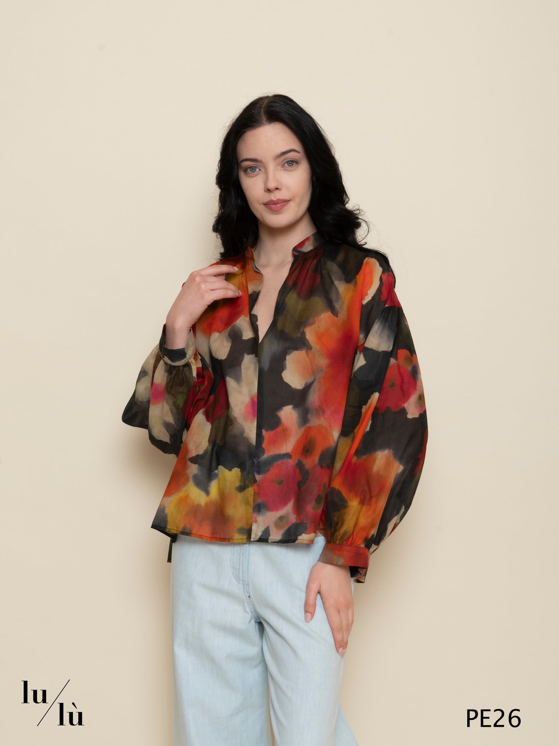 Neblina - Camicia donna in voile di puro cotone stampato