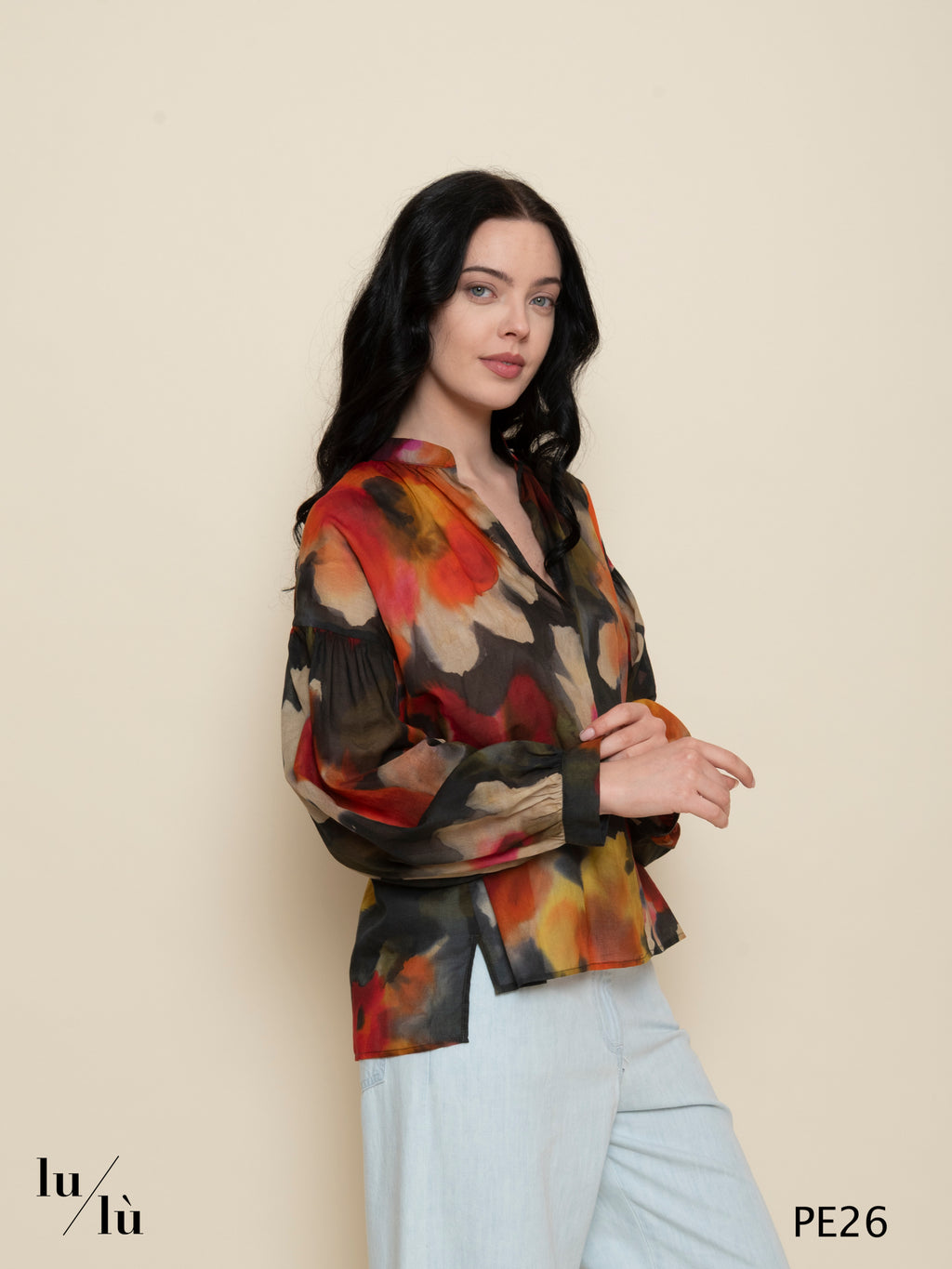 Neblina - Camicia donna in voile di puro cotone stampato