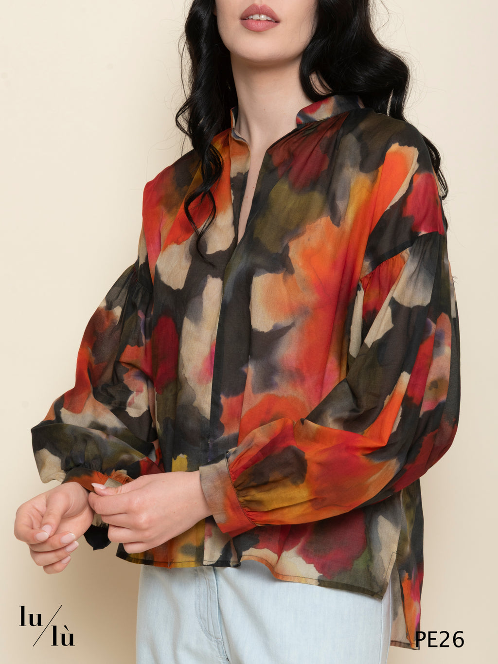 Neblina - Camicia donna in voile di puro cotone stampato