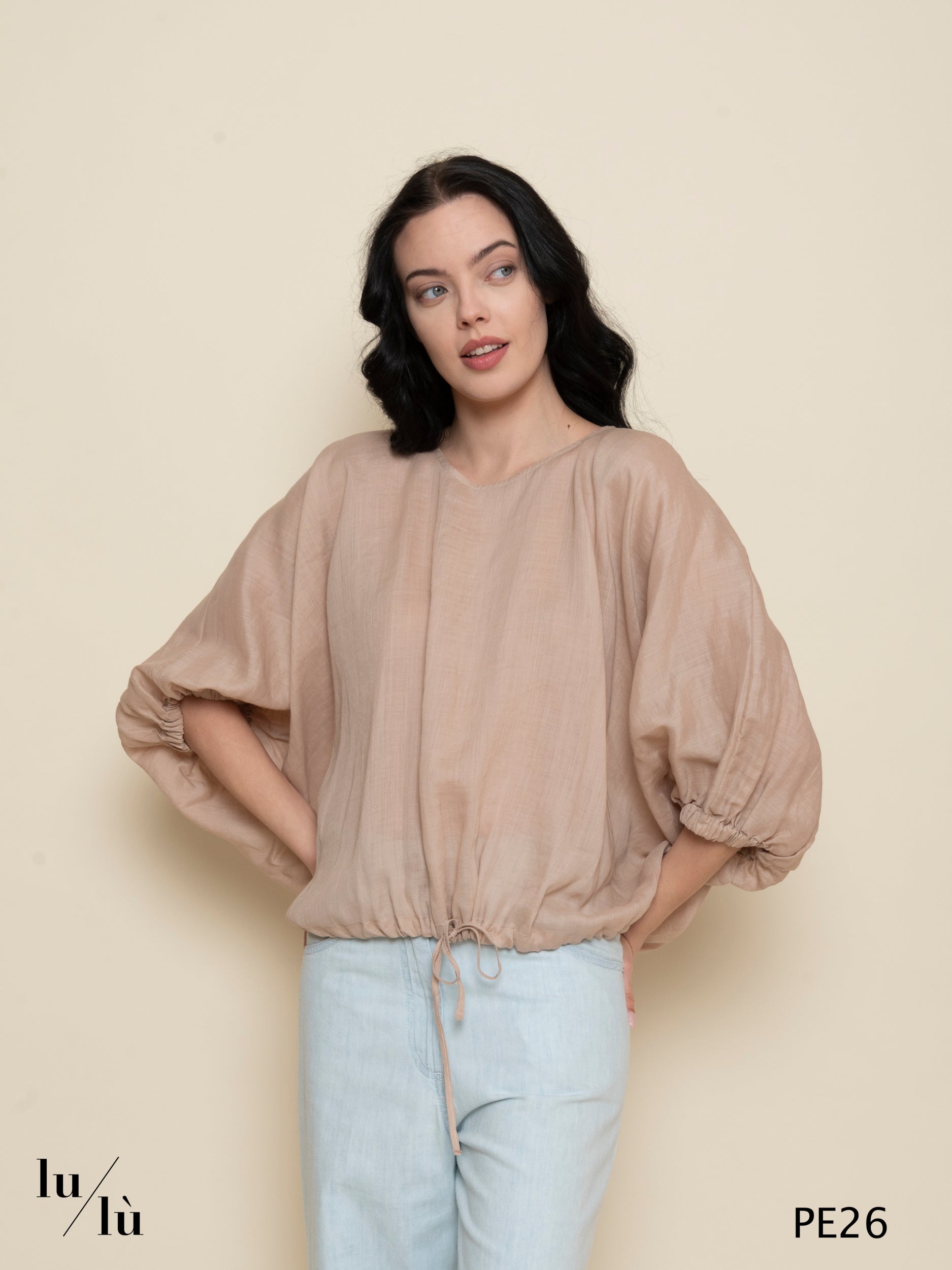 Bryonia - Blusa donna in lino Ramie con coulisse