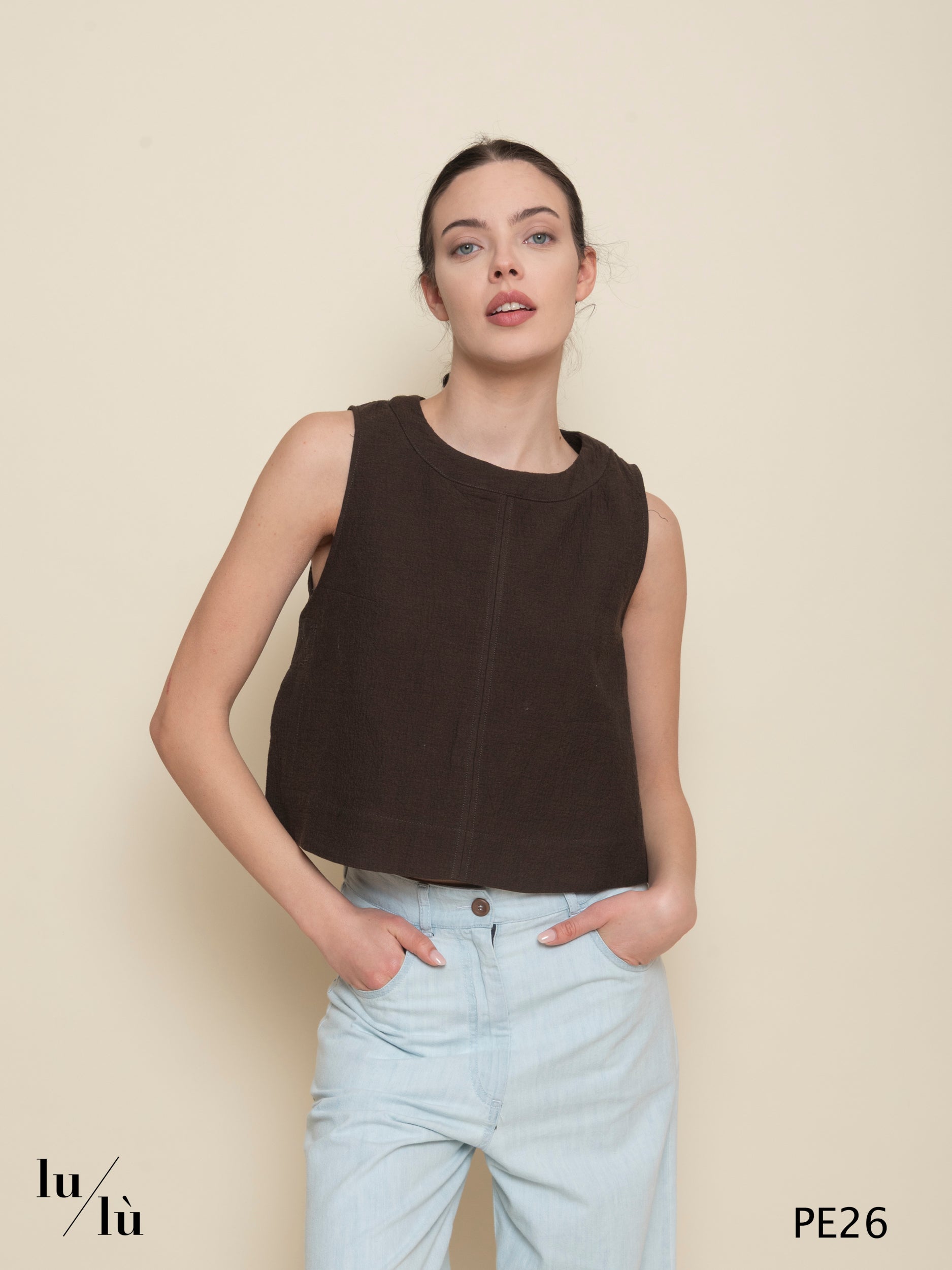 Pampa - Top donna in cotone froissé