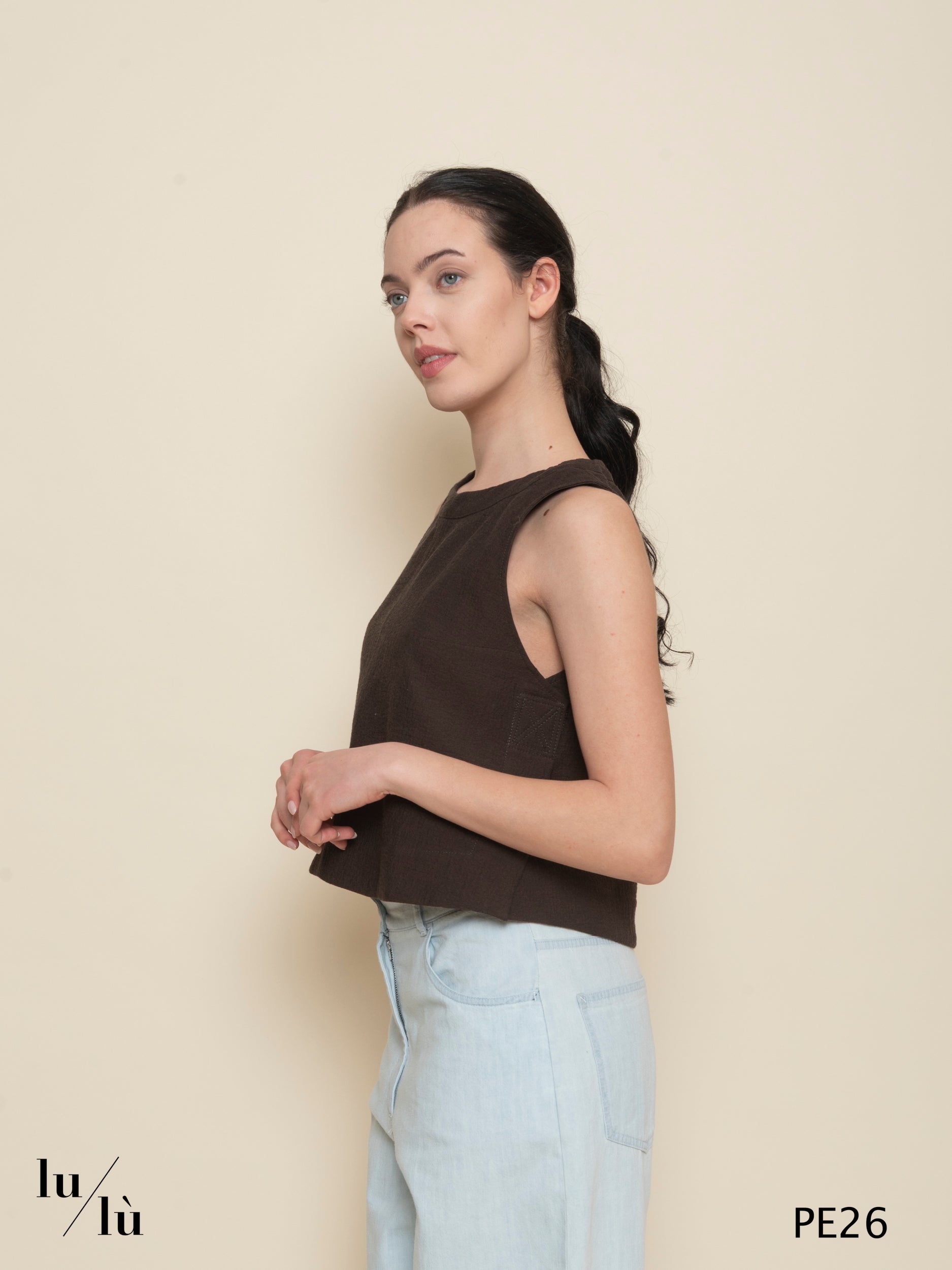 Pampa - Top donna in cotone froissé
