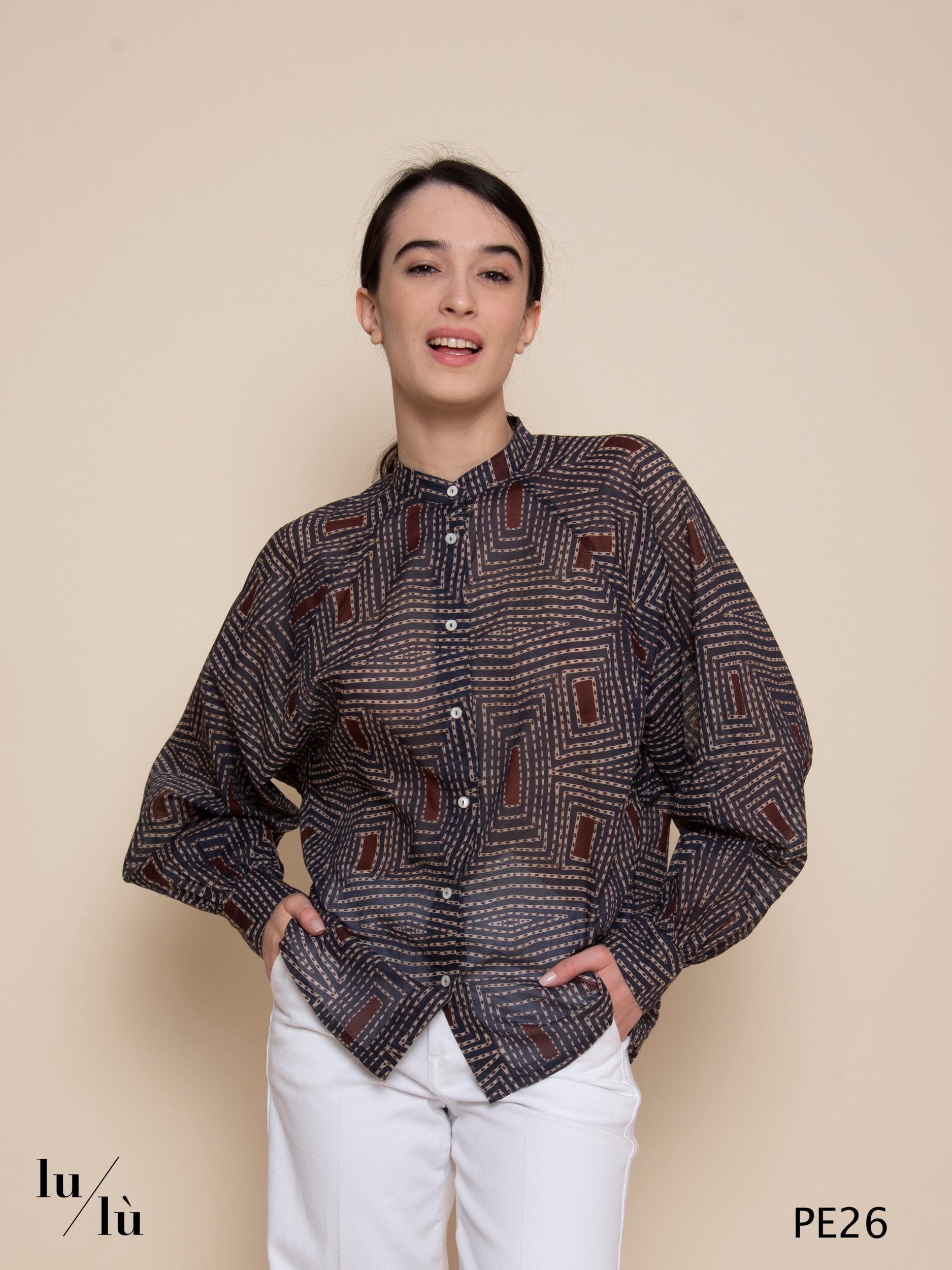 Costarica - Blusa donna in voile di cotone stampato