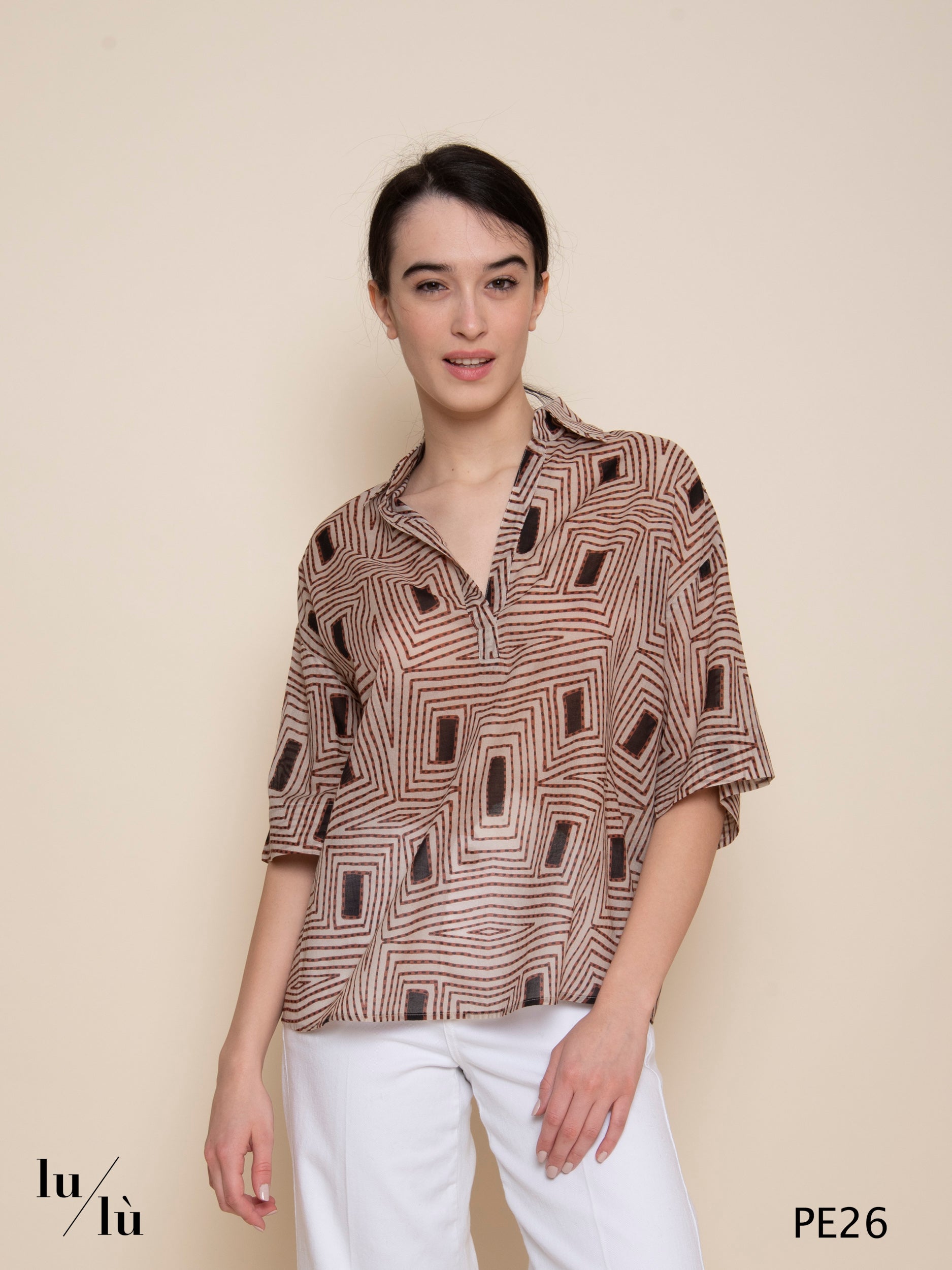 Tifana - Blusa donna in voile di cotone stampato