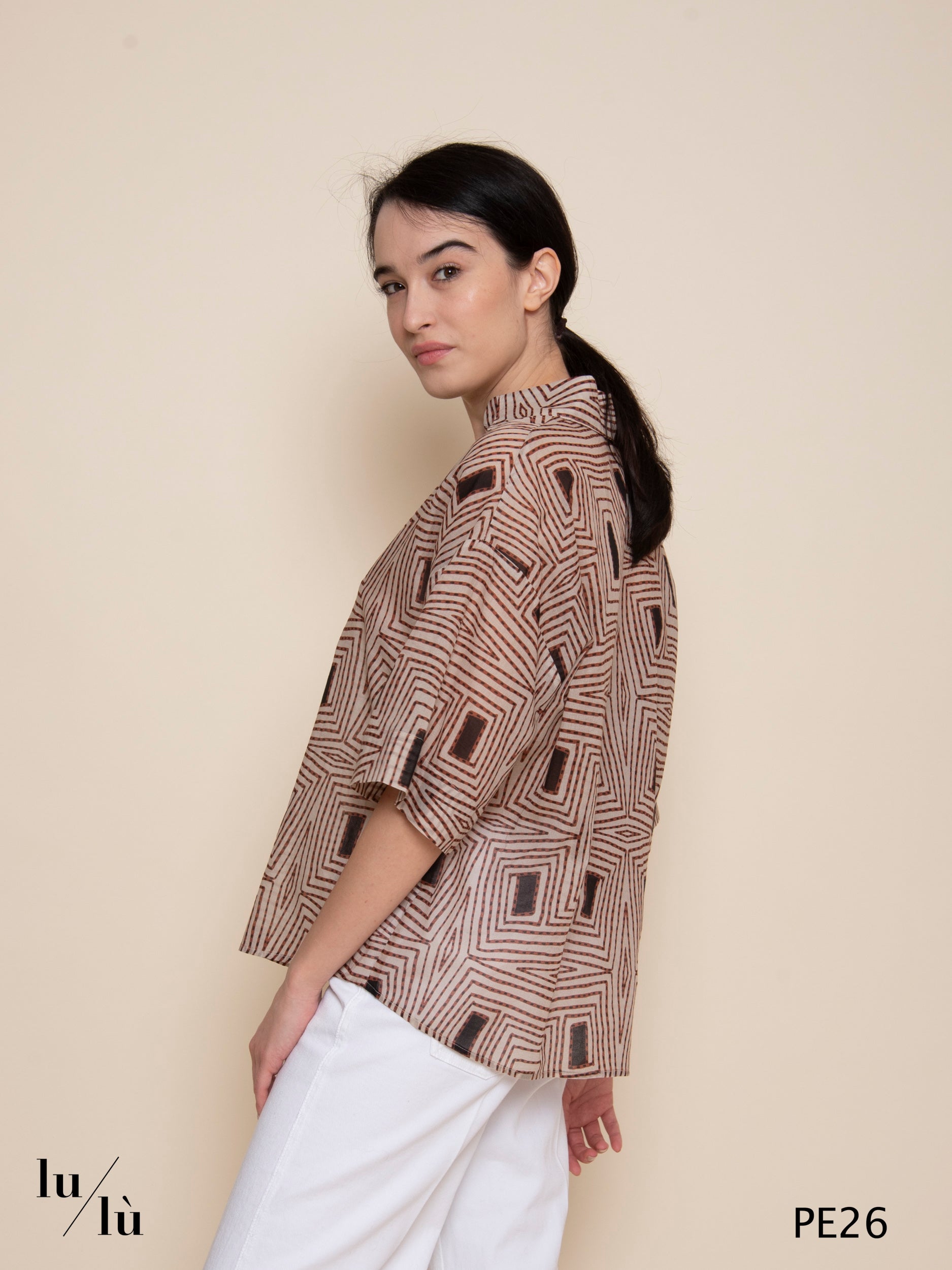 Tifana - Blusa donna in voile di cotone stampato