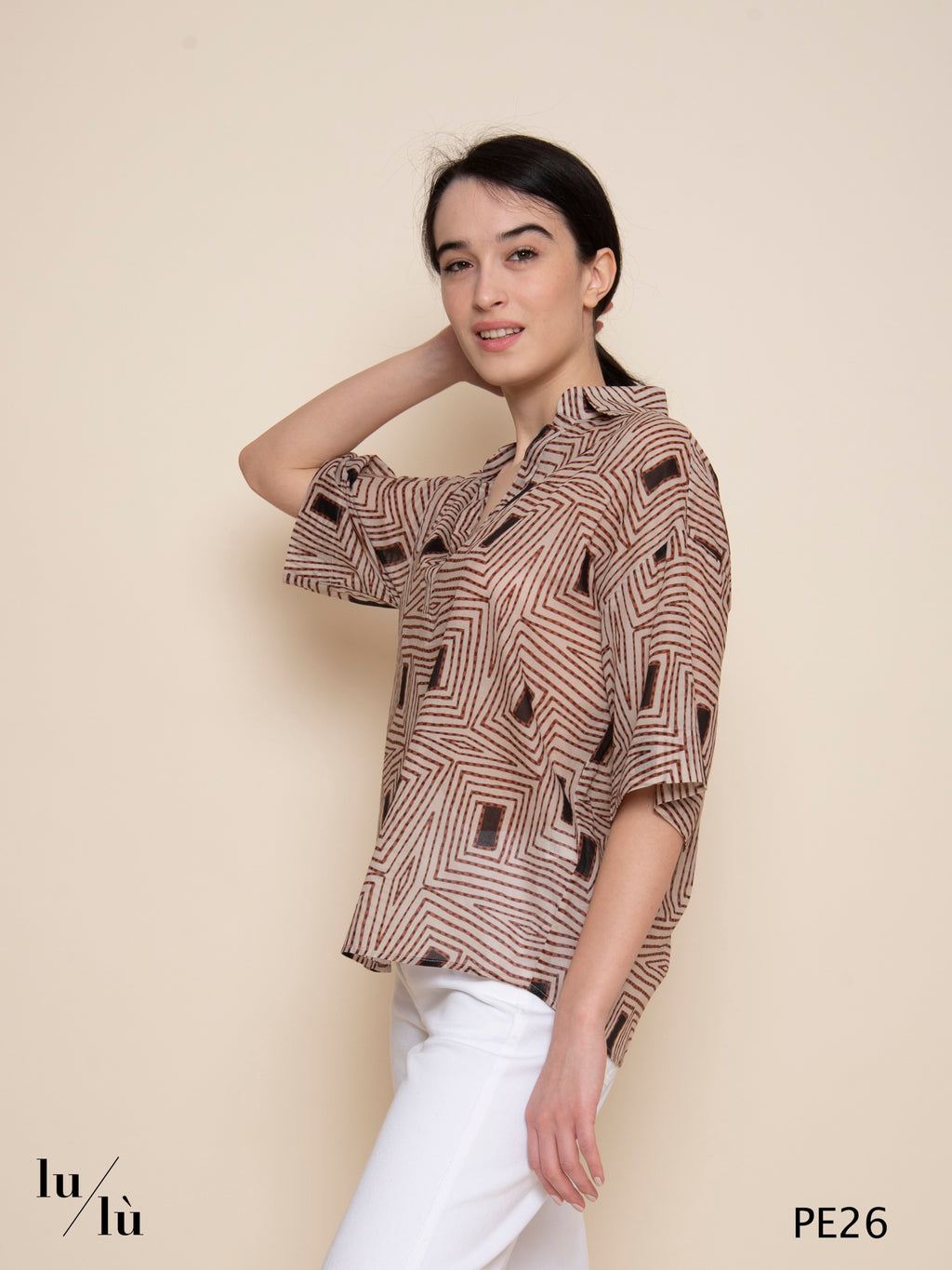 Tifana - Blusa donna in voile di cotone stampato