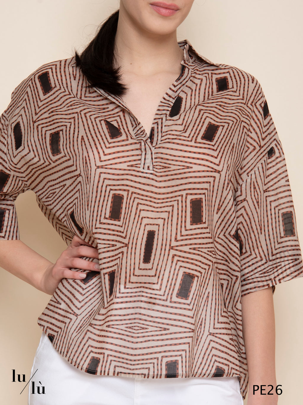Tifana - Blusa donna in voile di cotone stampato