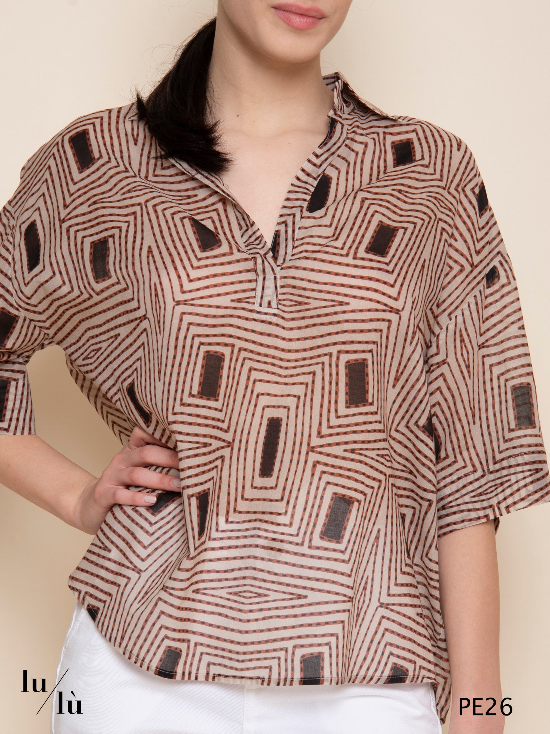 Tifana - Blusa donna in voile di cotone stampato
