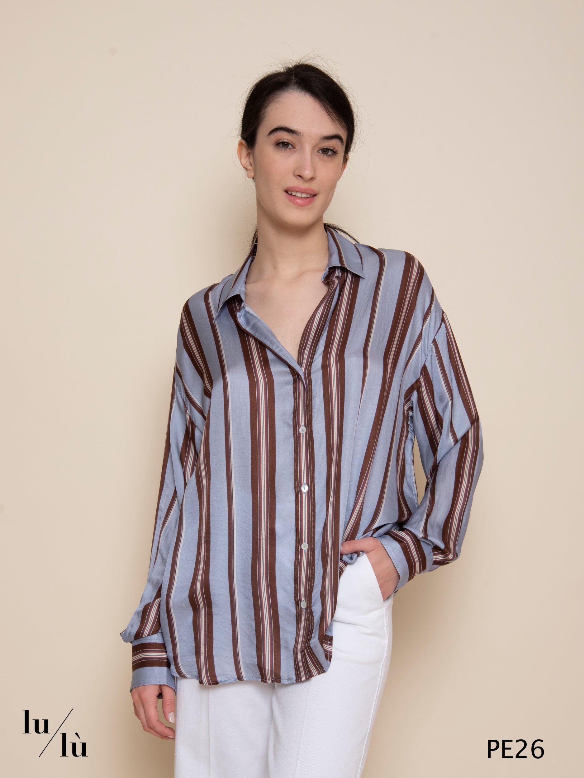 Cirilla - Blusa donna a righe in viscosa e seta