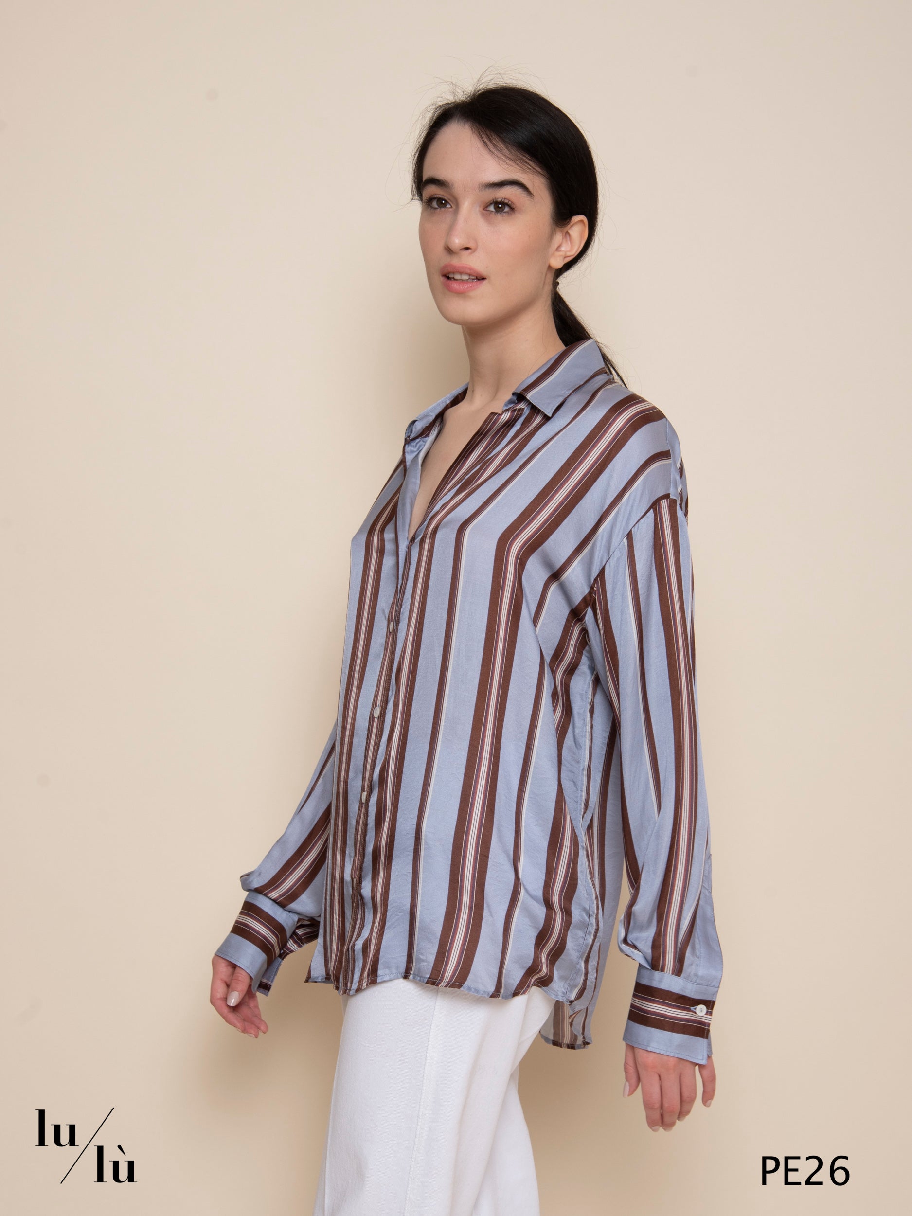 Cirilla - Blusa donna a righe in viscosa e seta