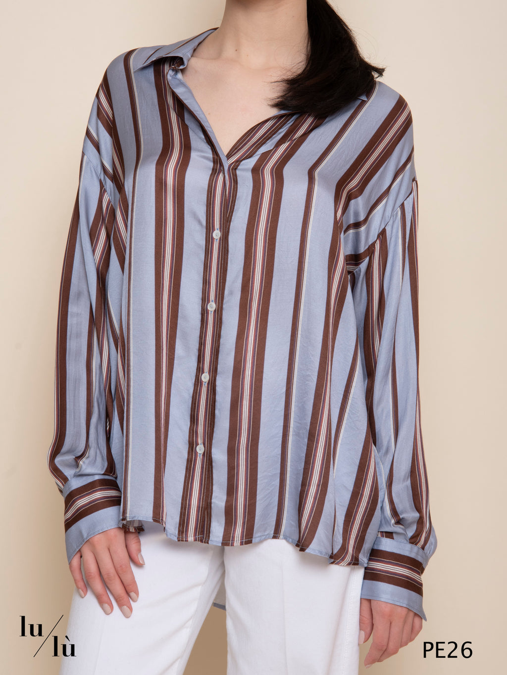 Cirilla - Blusa donna a righe in viscosa e seta