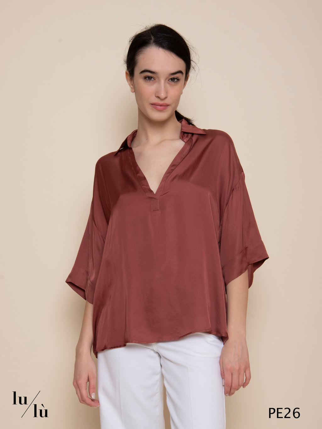 Tifana Ruggine - Blusa donna fluida in viscosa