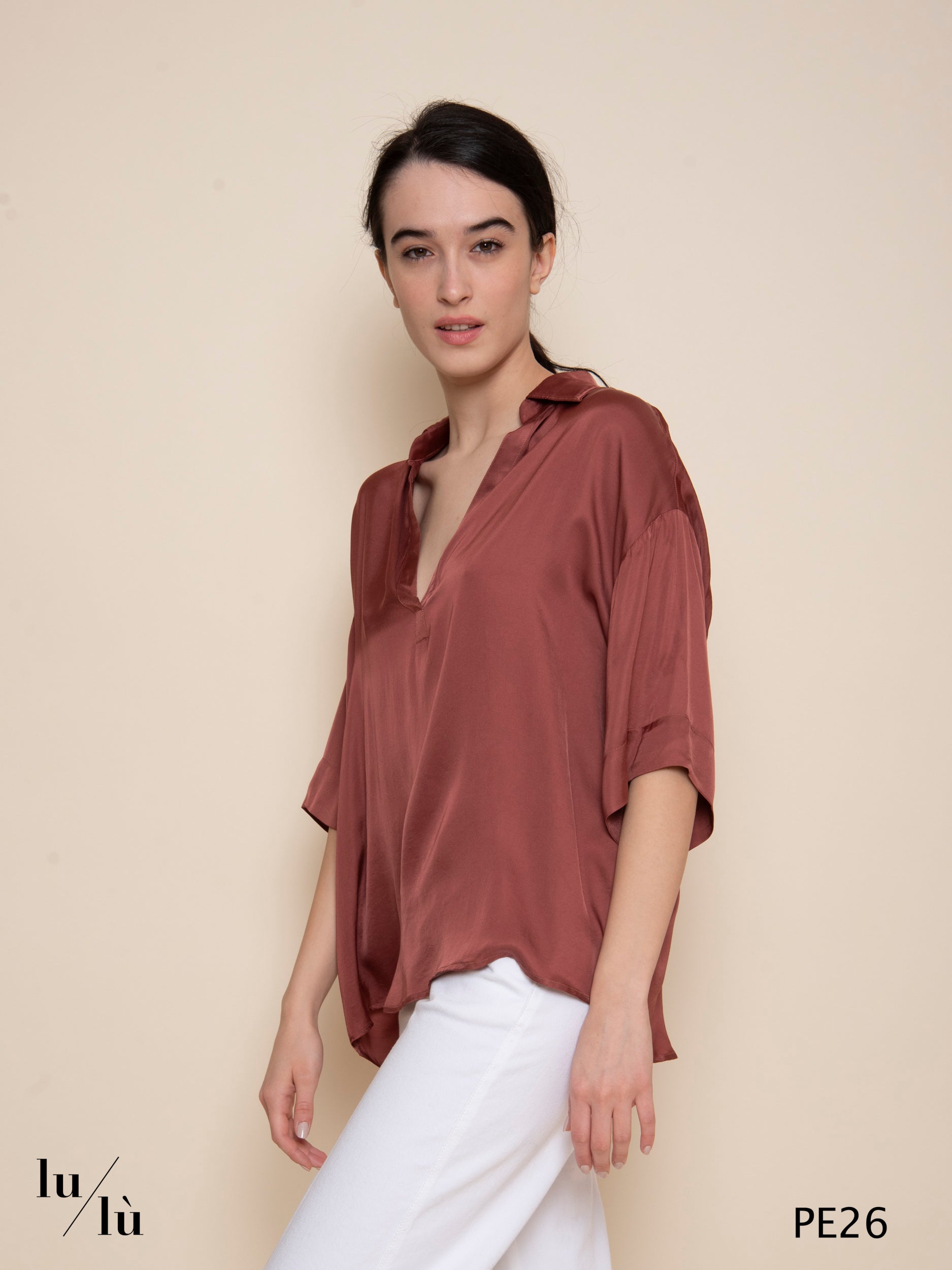 Tifana Ruggine - Blusa donna fluida in viscosa