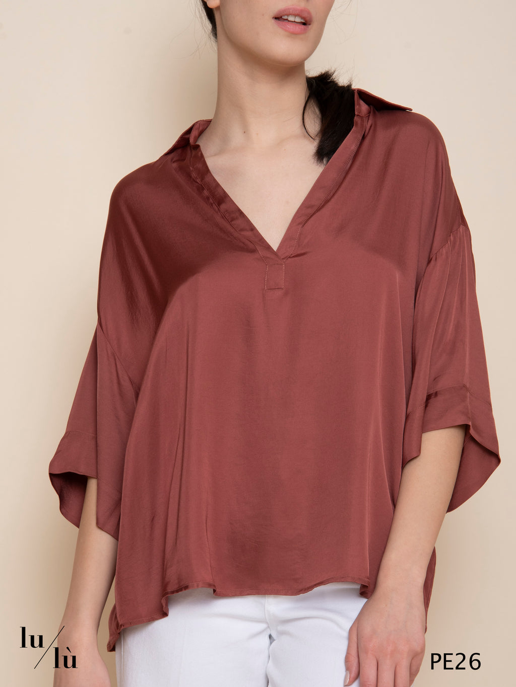 Tifana Ruggine - Blusa donna fluida in viscosa