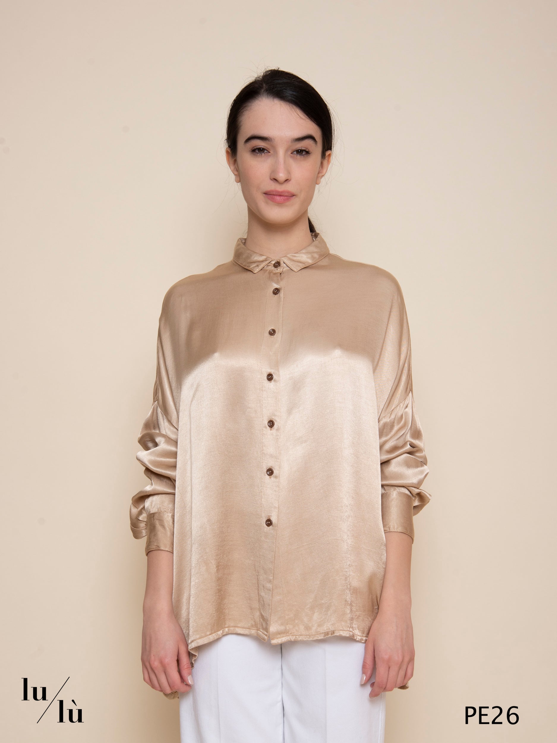 Areum - Blusa donna oversize satinata