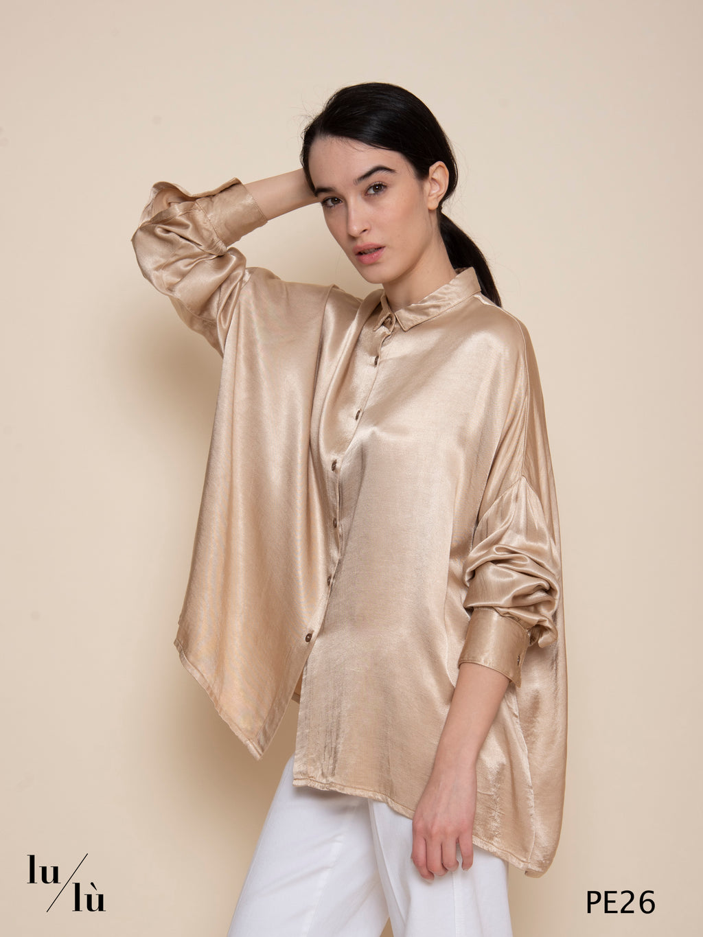 Areum - Blusa donna oversize satinata