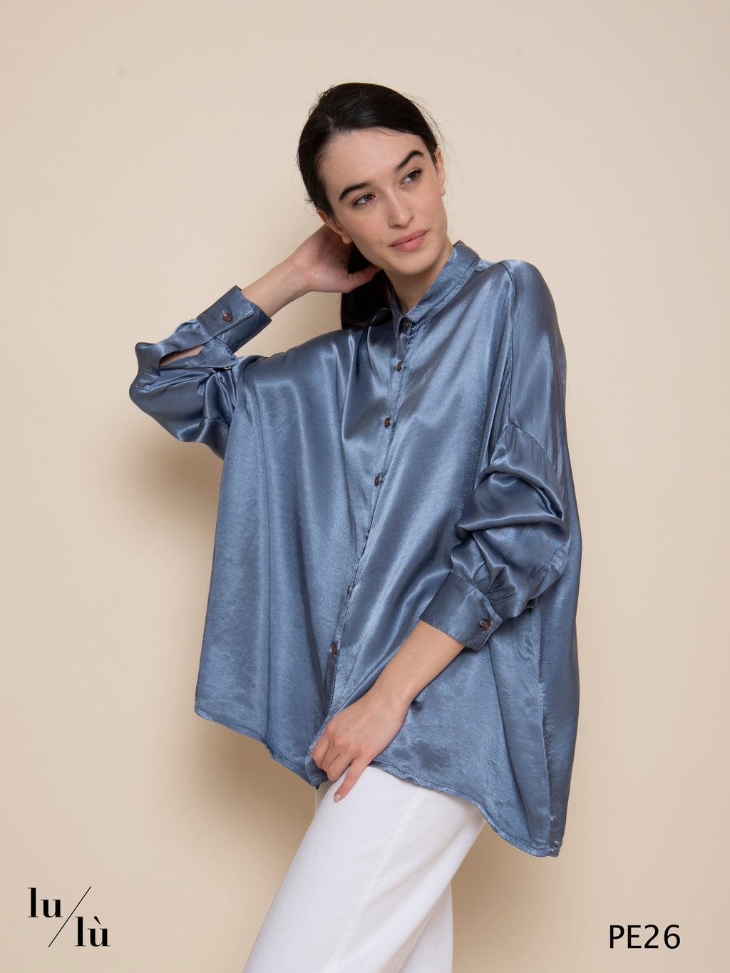 Areum Azzurro - Blusa donna oversize