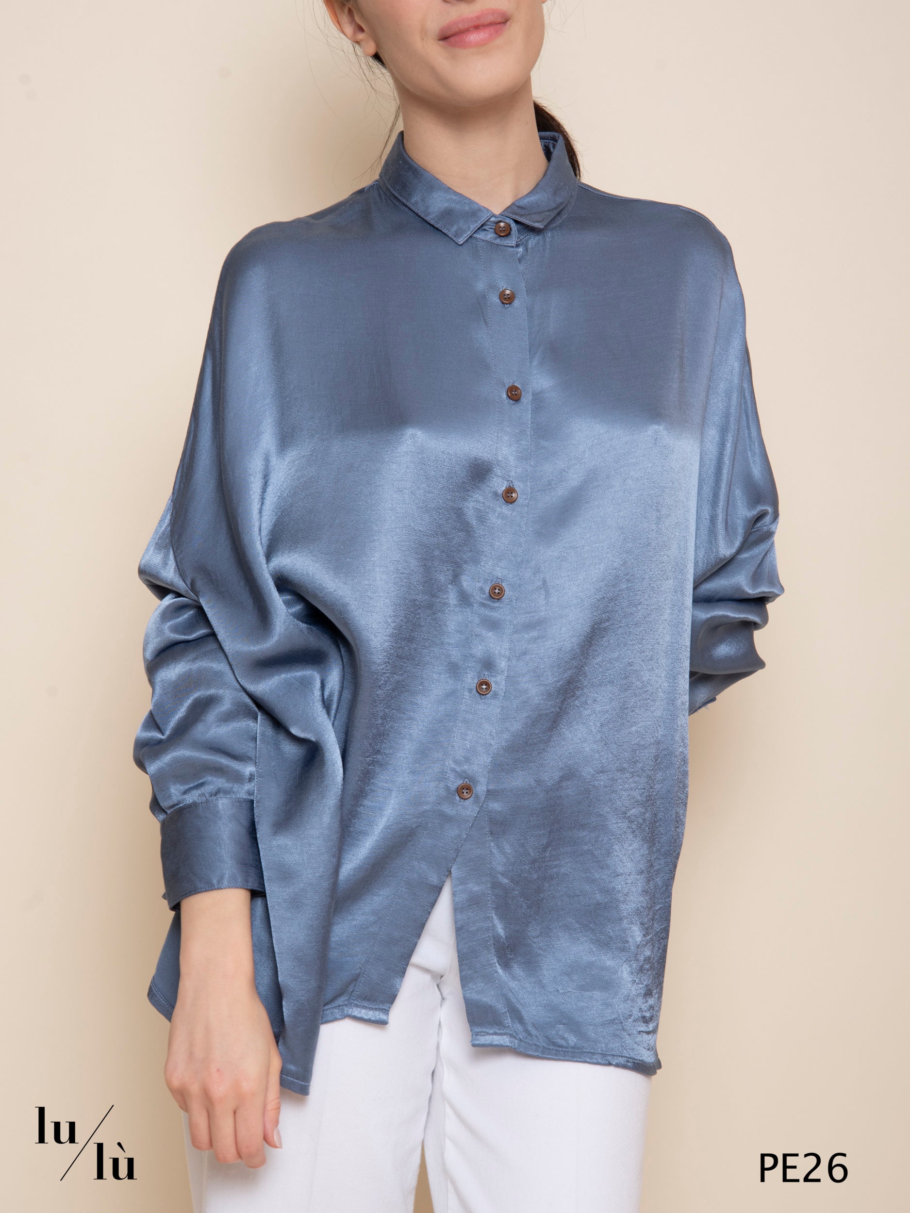 Areum Azzurro - Blusa donna oversize