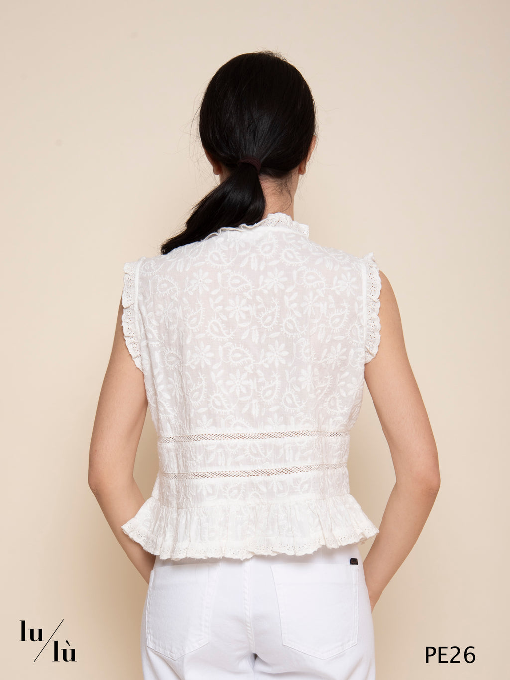 Camilla - Top donna ricamato con laccetti