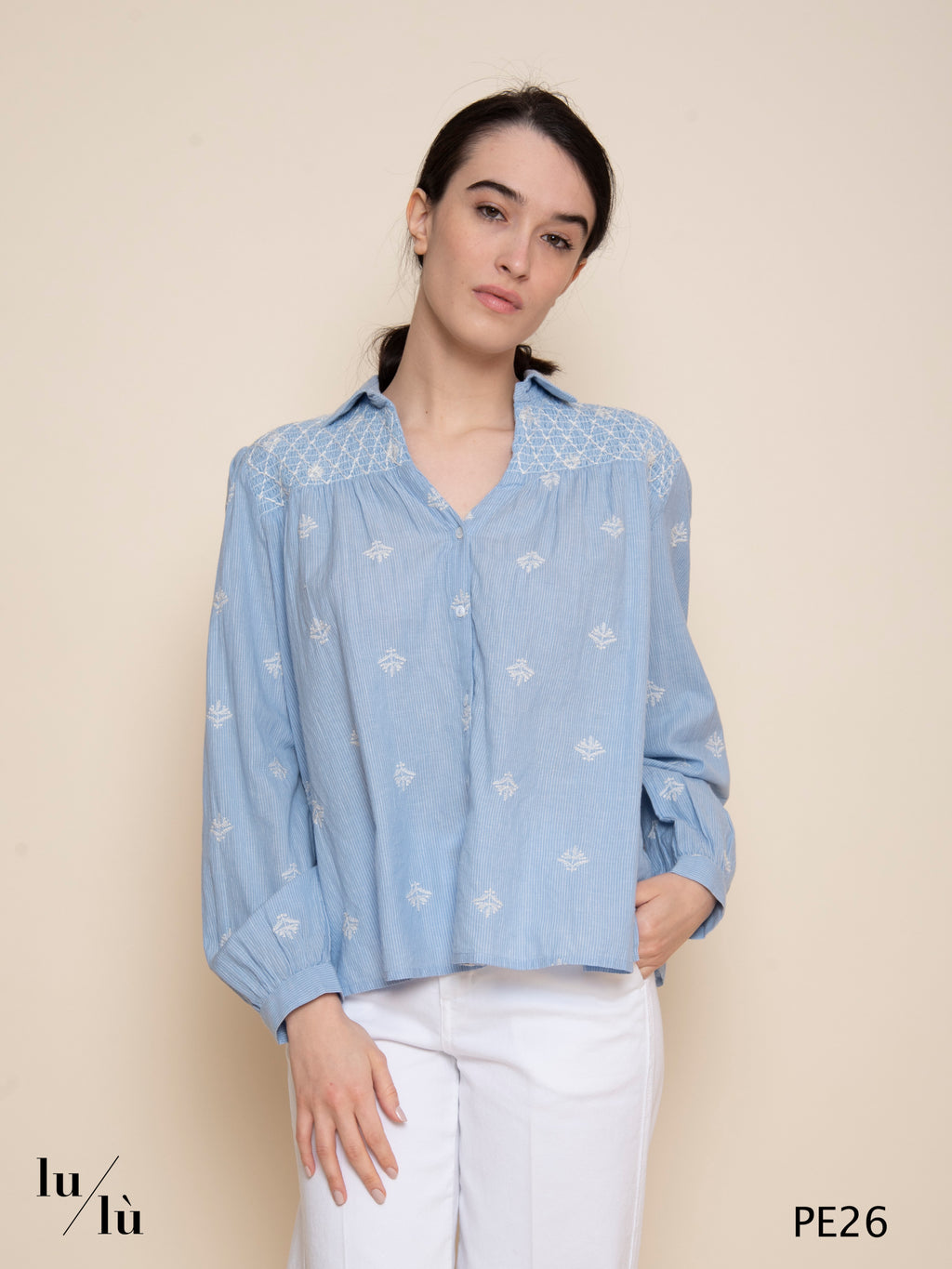 James - Blusa donna ricamata in cotone