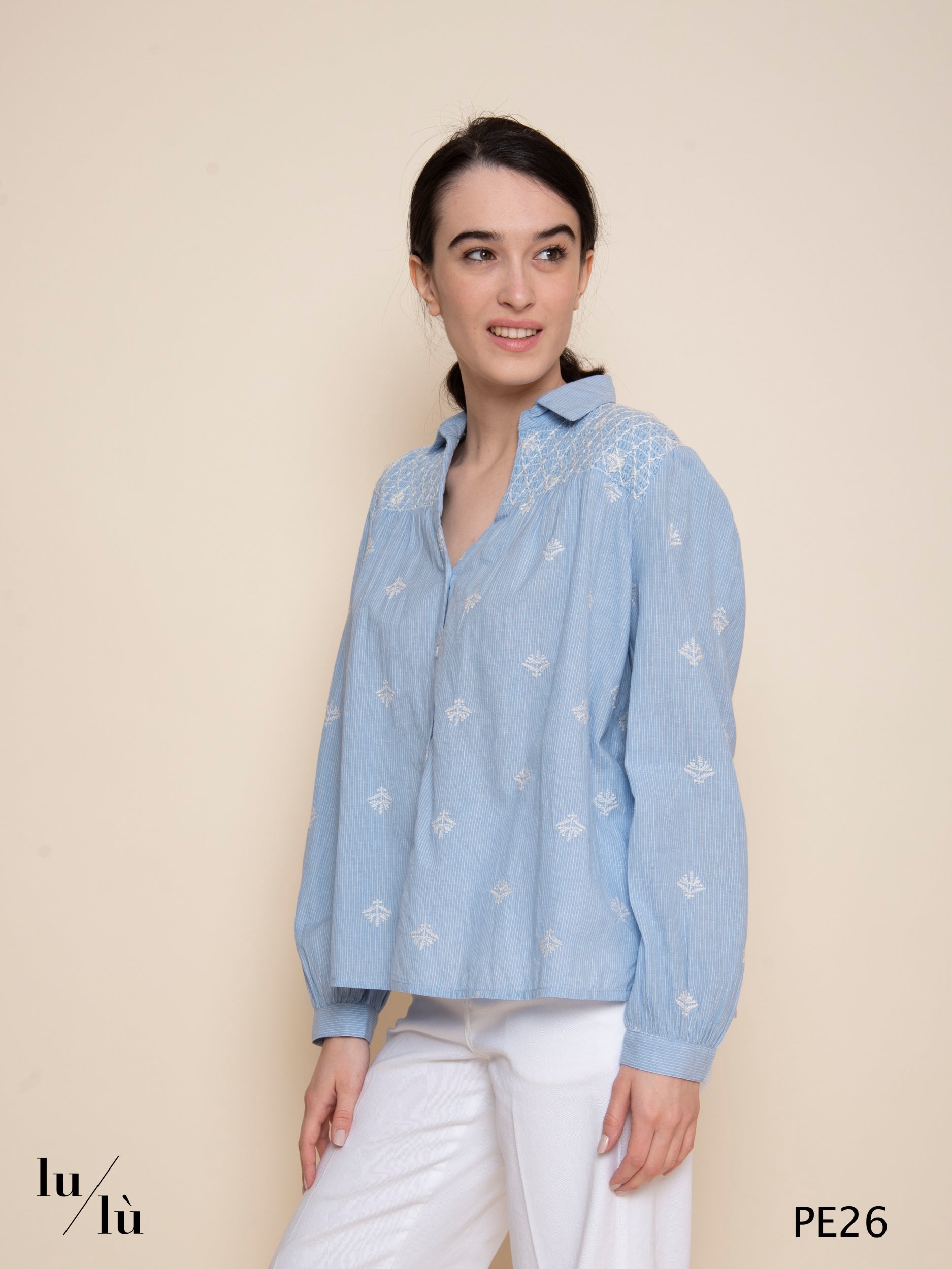 James - Blusa donna ricamata in cotone