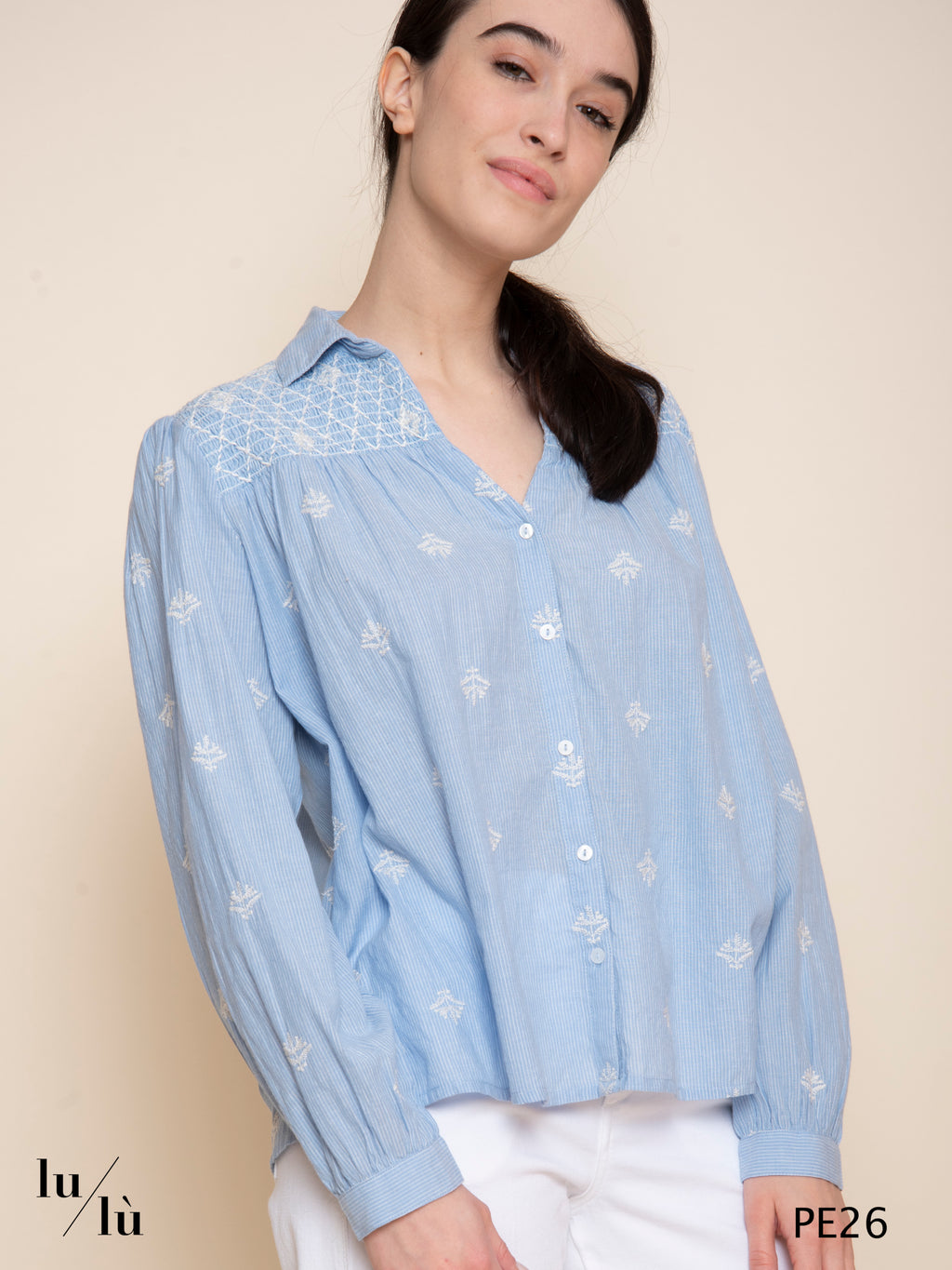James - Blusa donna ricamata in cotone