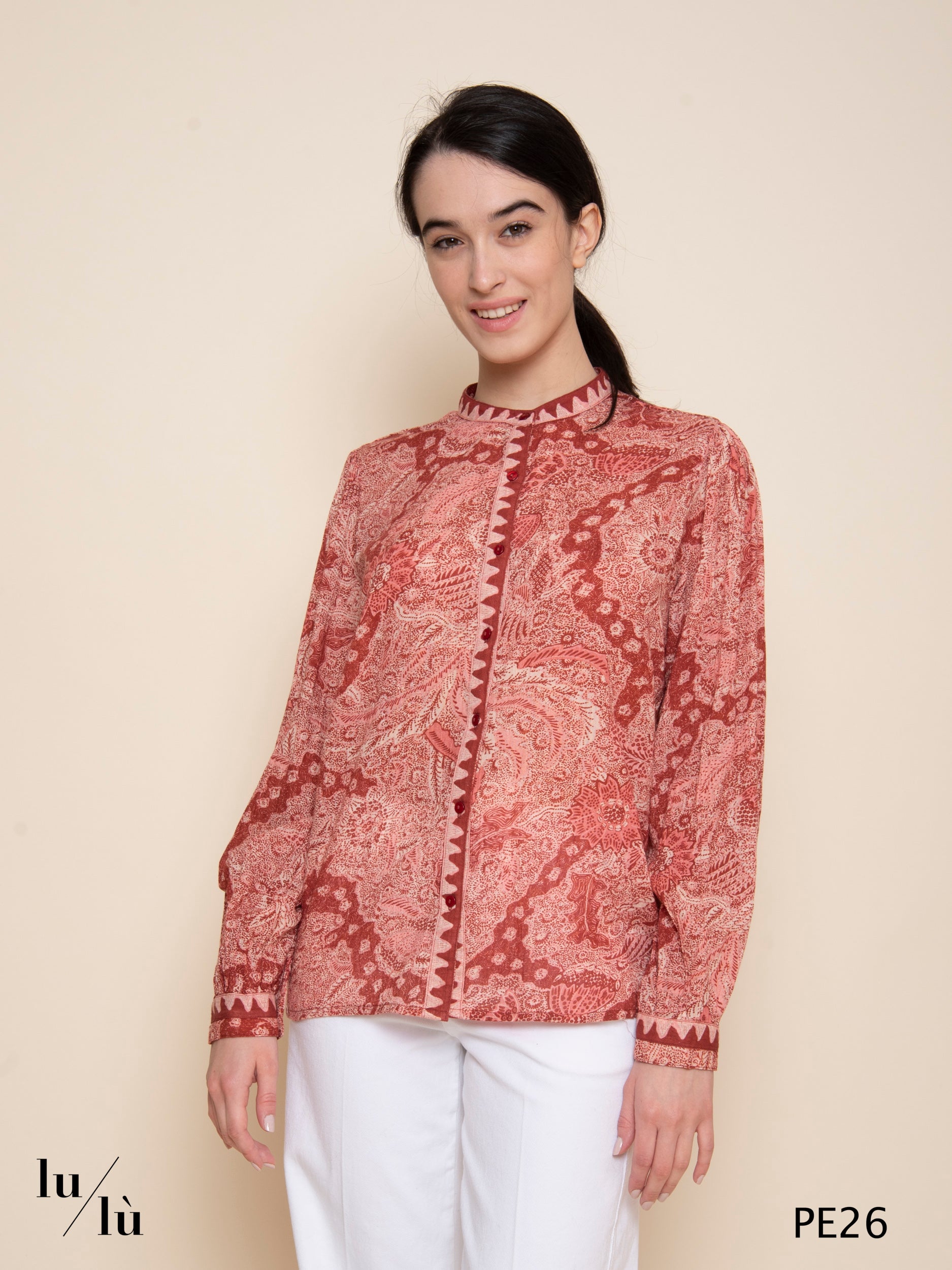 Gaia - Blusa donna in voile di cotone stampato