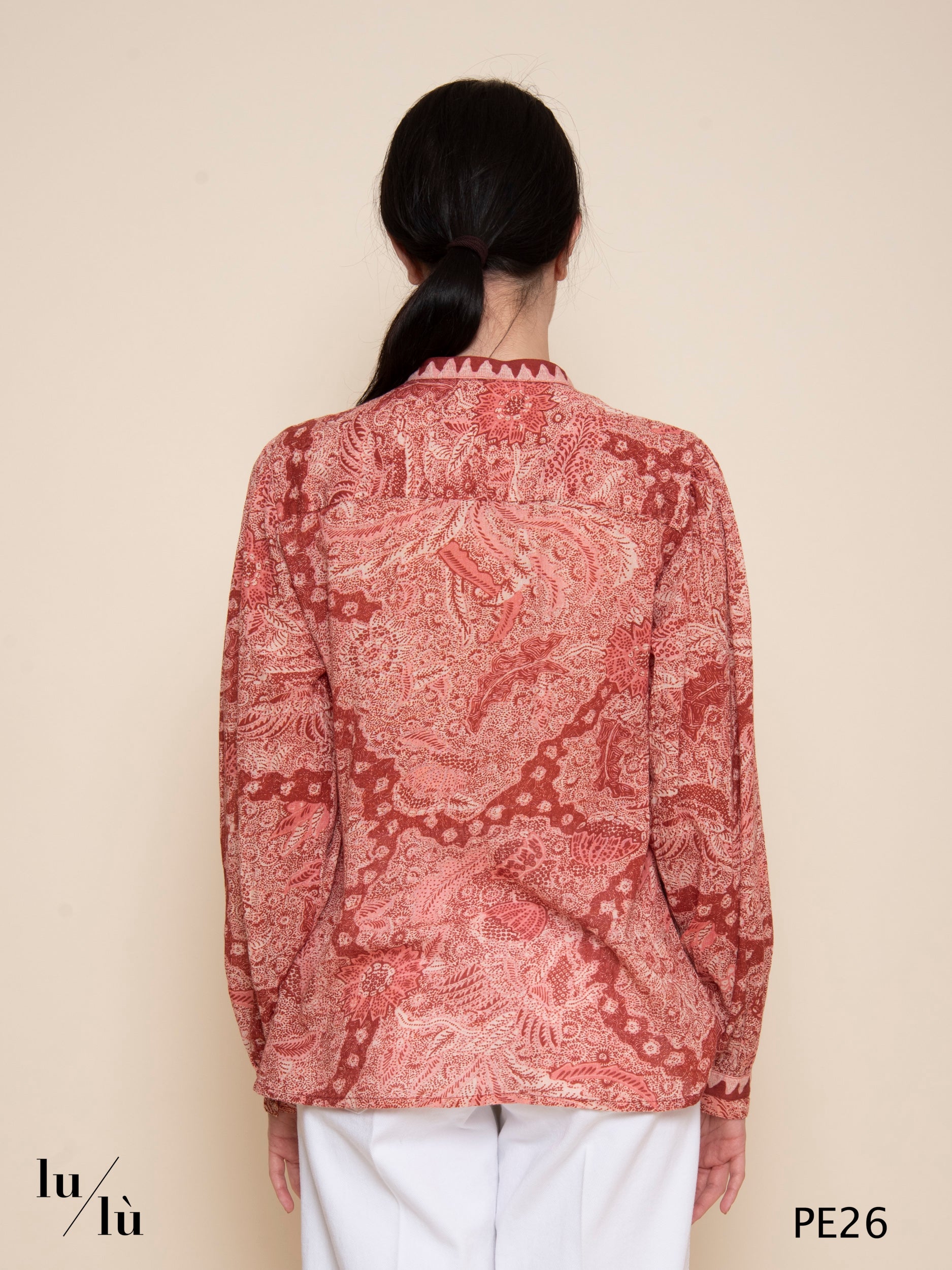 Gaia - Blusa donna in voile di cotone stampato