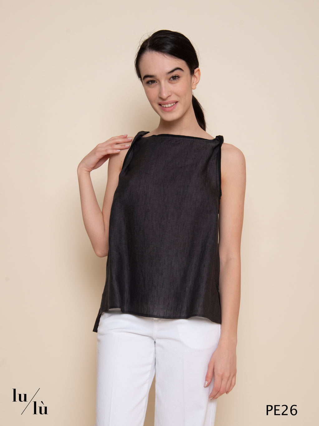 Camaro - Top donna in lino con spallina torchon