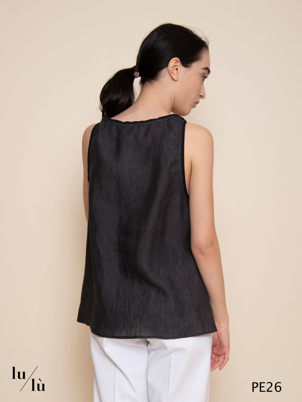 Camaro - Top donna in lino con spallina torchon