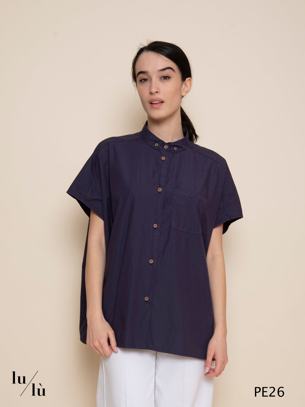 Gyuri - Camicia donna in popeline di cotone elasticizzato