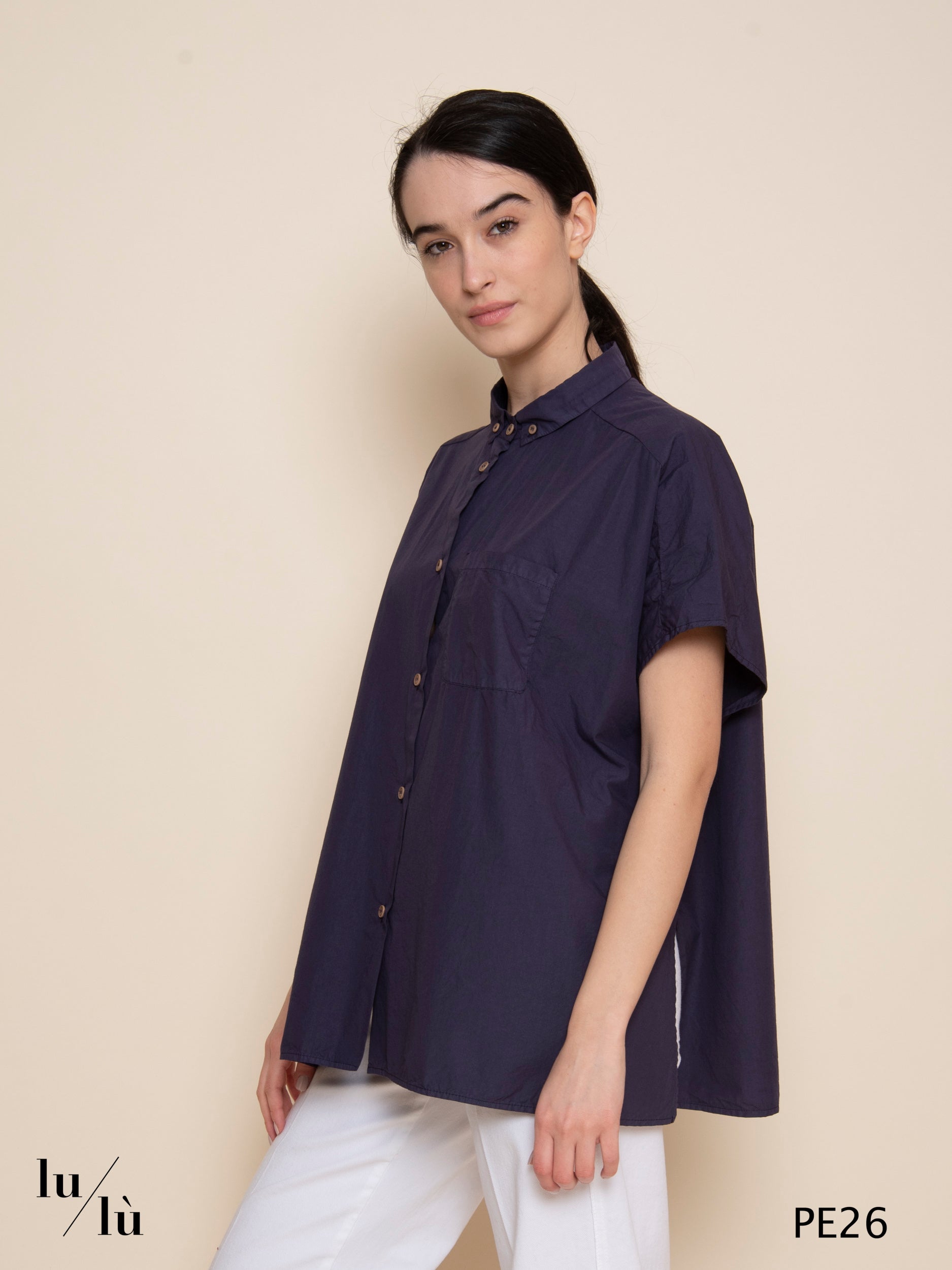 Gyuri - Camicia donna in popeline di cotone elasticizzato