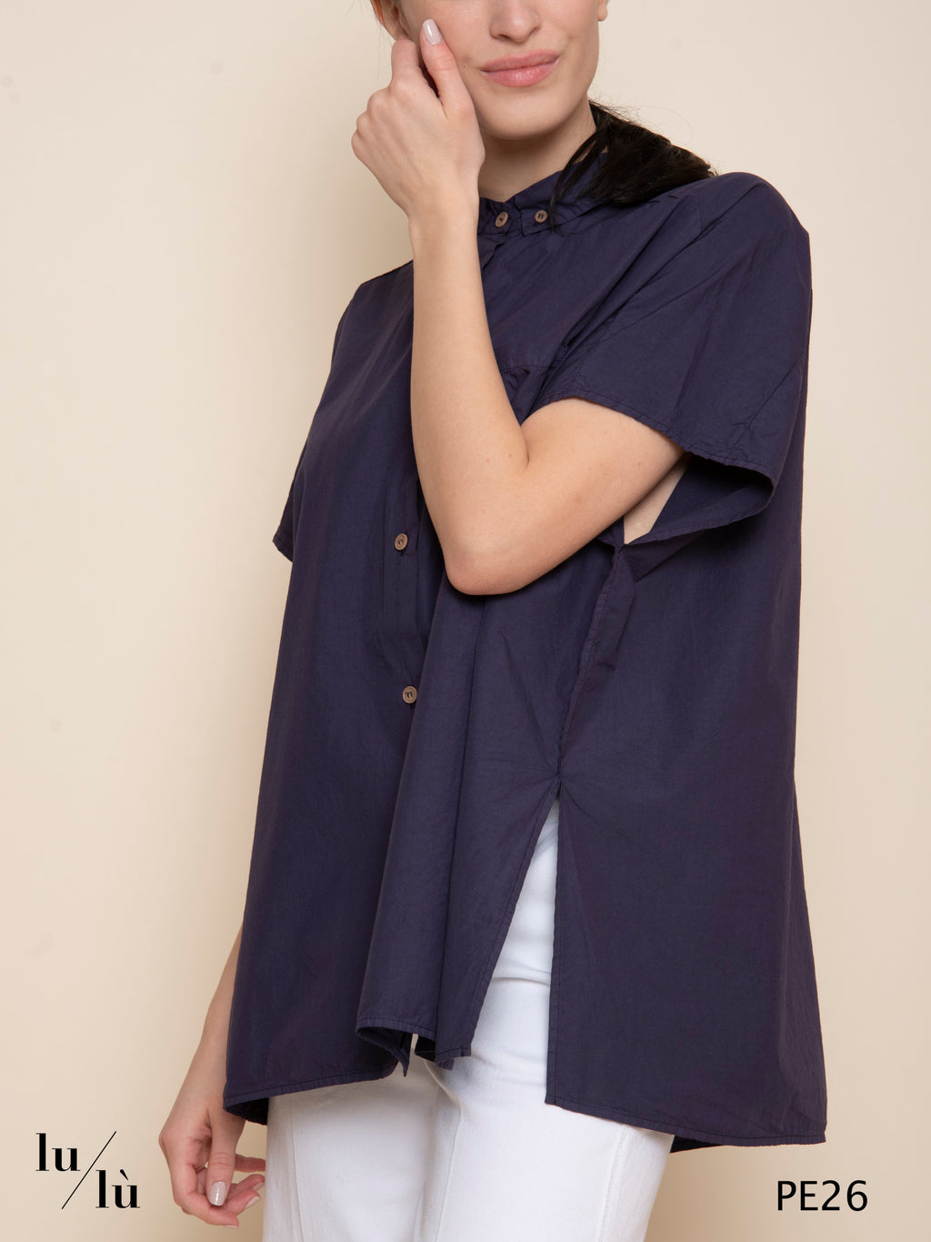 Gyuri - Camicia donna in popeline di cotone elasticizzato