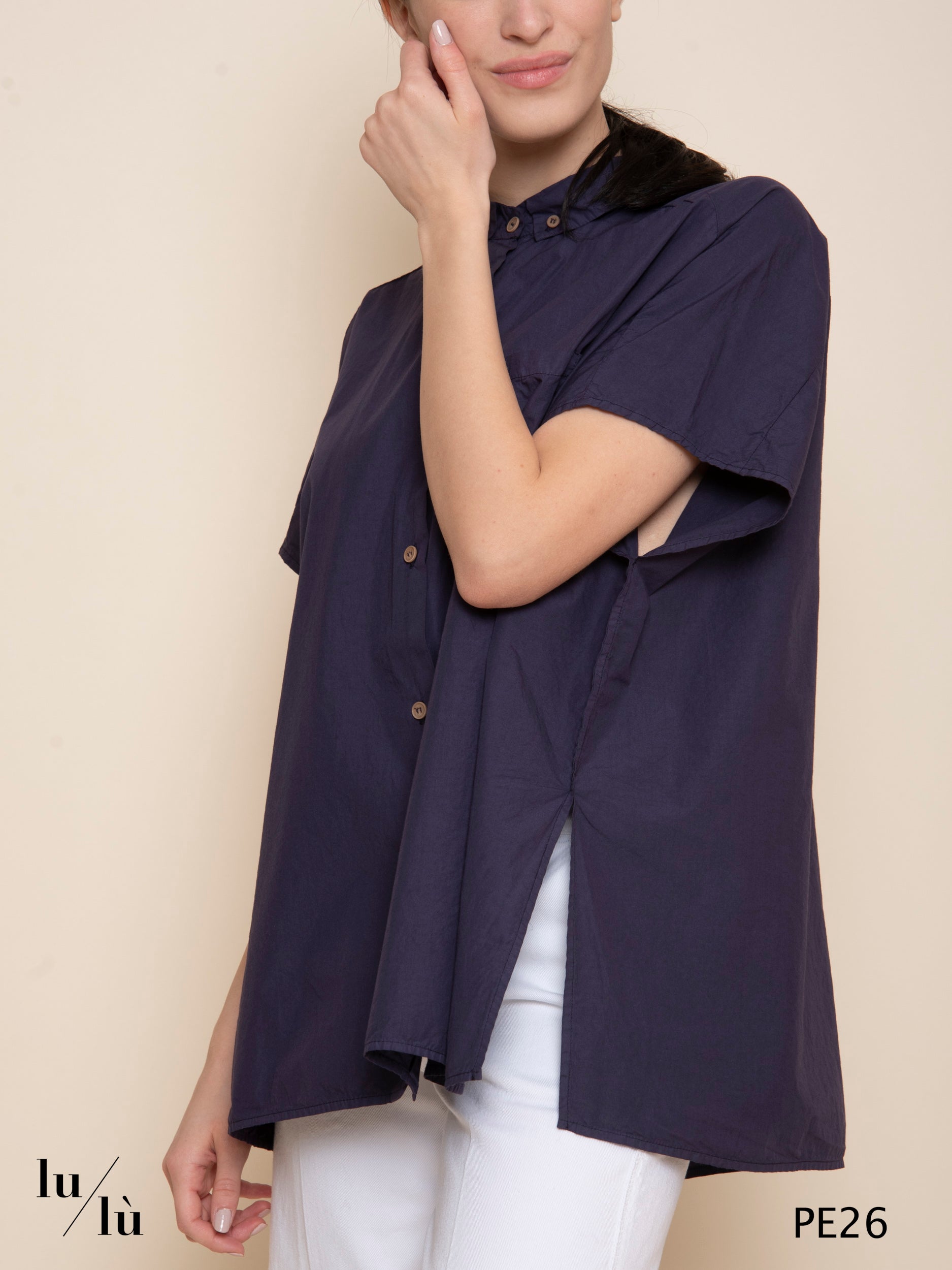 Gyuri - Camicia donna in popeline di cotone elasticizzato