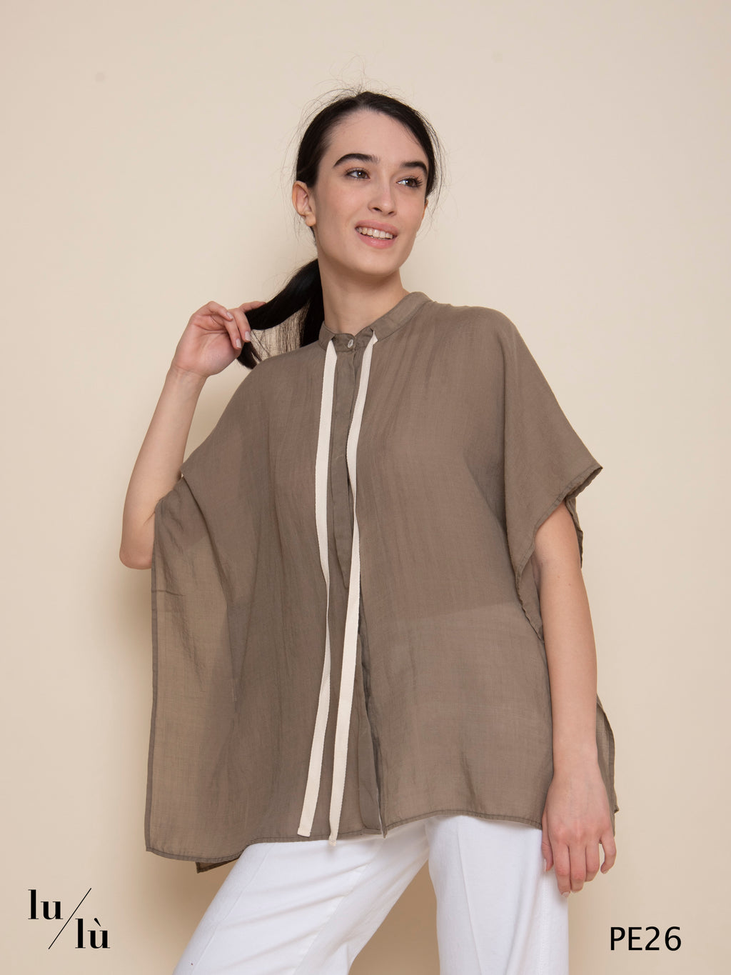 Pyeongna - Blusa donna in ramie e tencel