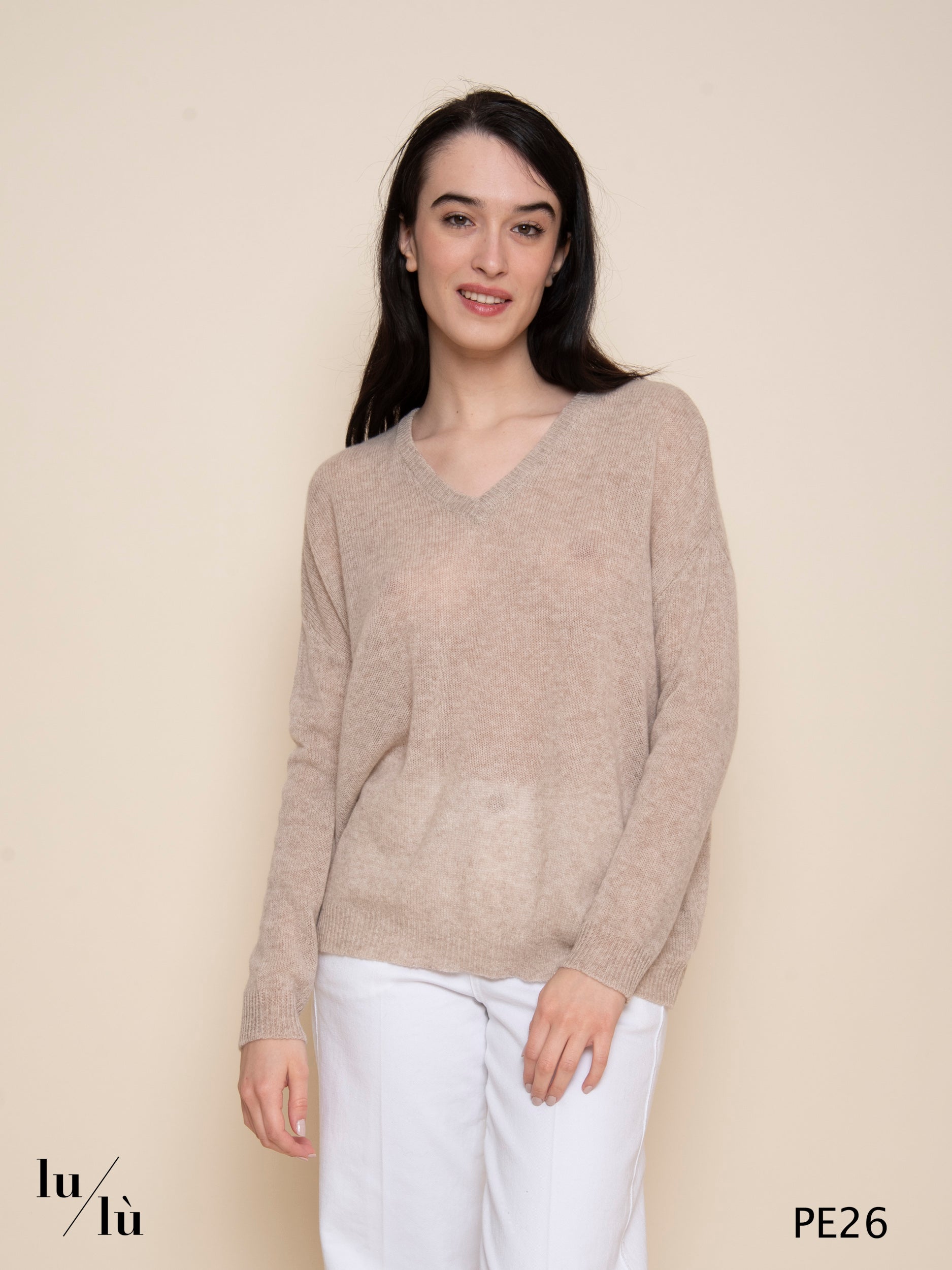 Angelica Beige - Maglia donna oversize in cashmere