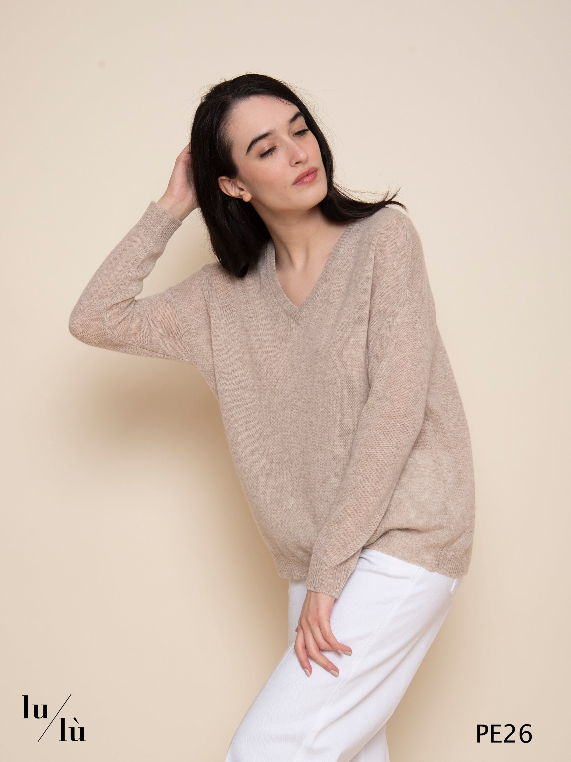 Angelica Beige - Maglia donna oversize in cashmere