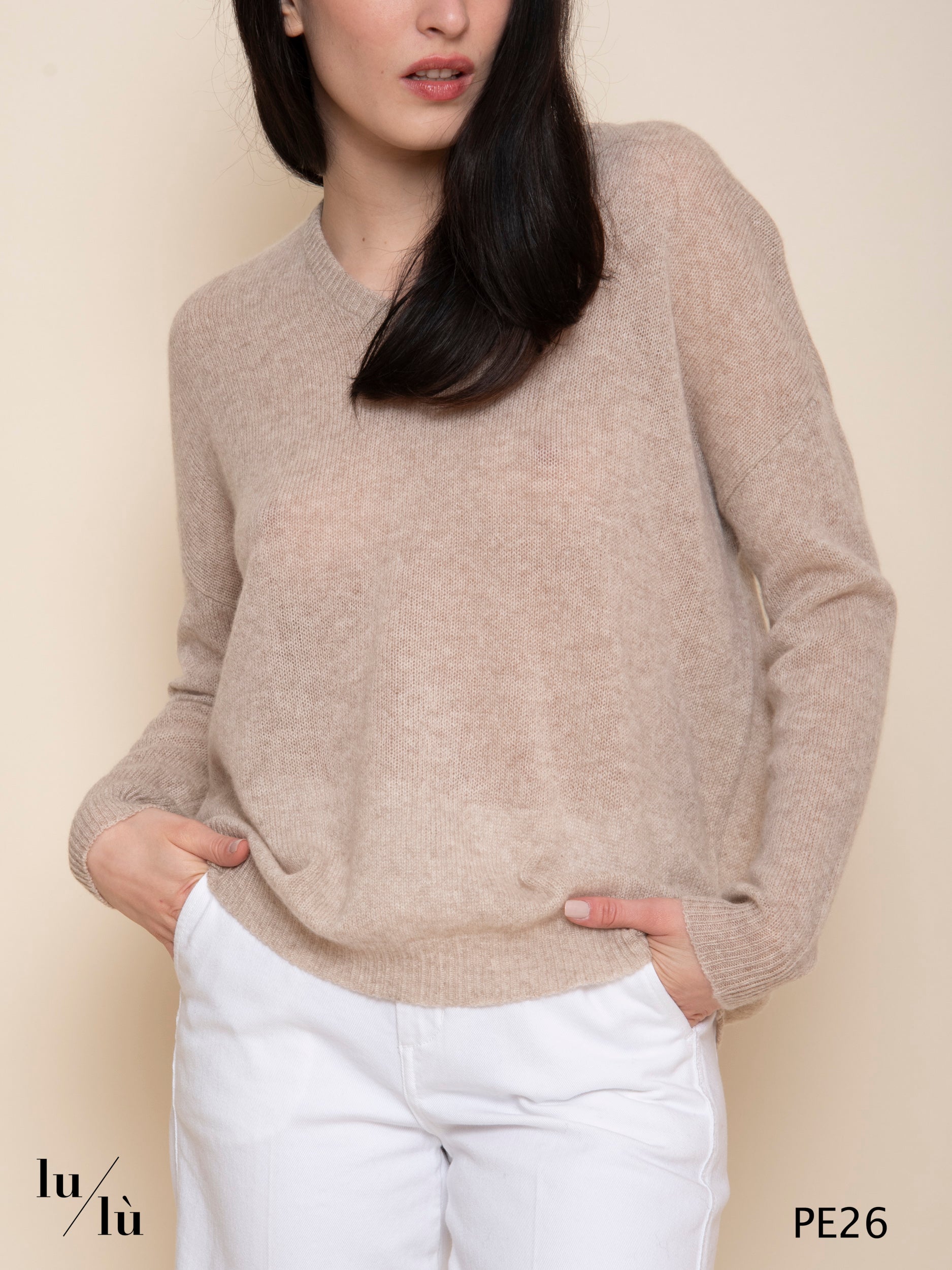 Angelica Beige - Maglia donna oversize in cashmere