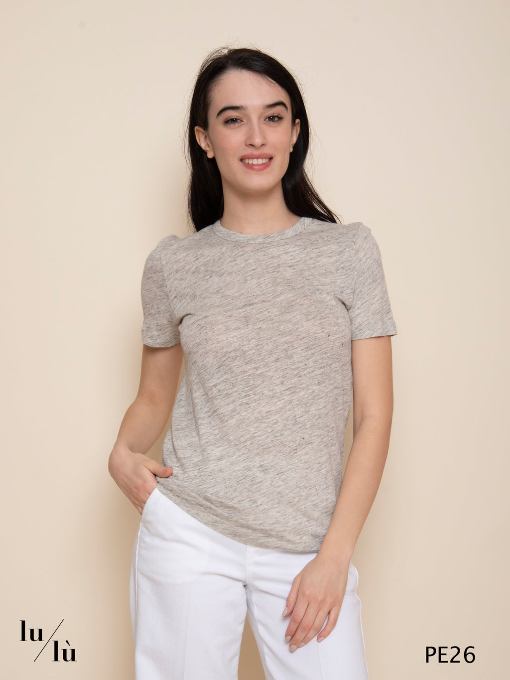 Miami Grey Smoke - T-shirt donna girocollo in lino