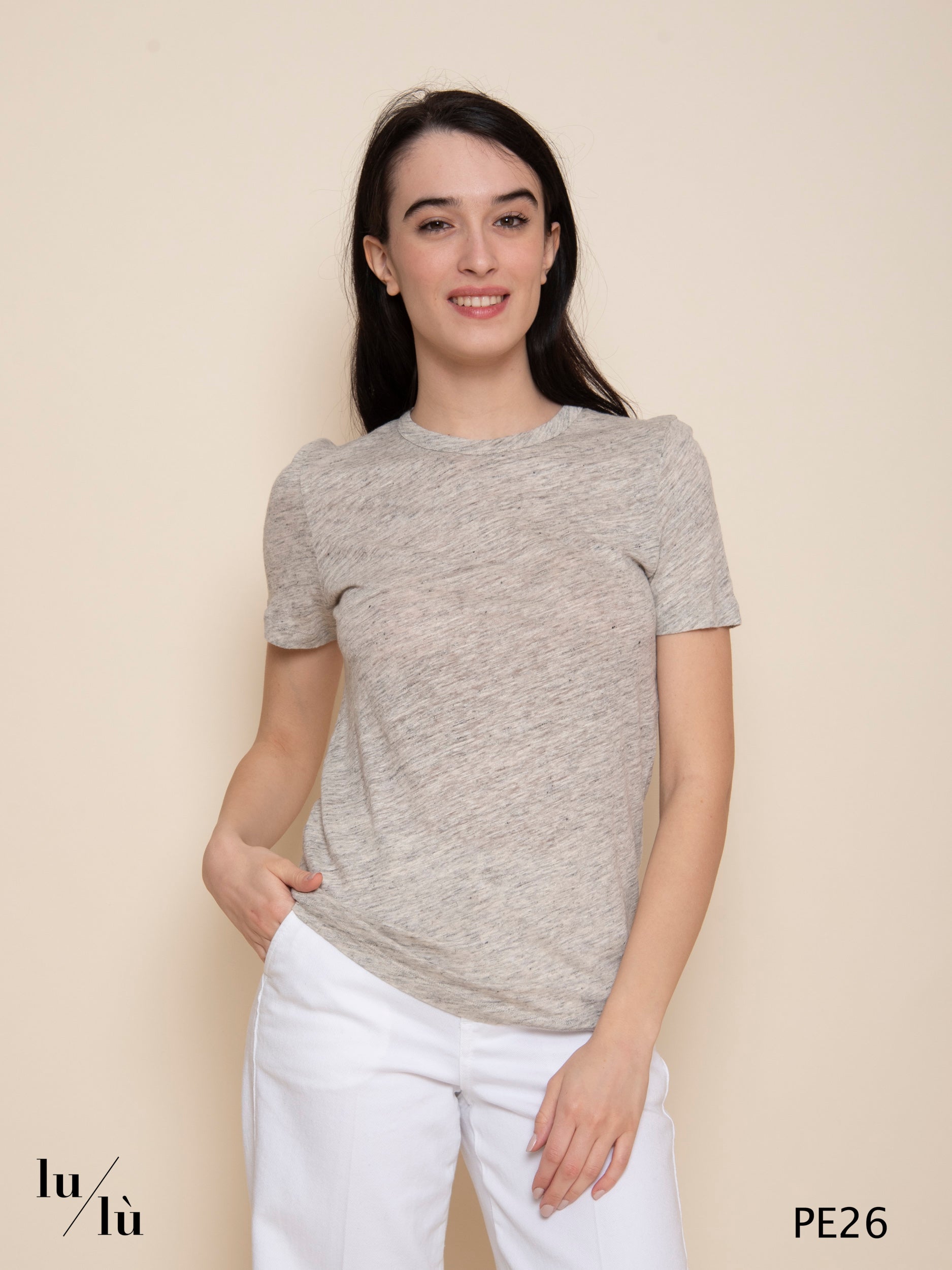 Miami Grey Smoke - T-shirt donna girocollo in lino